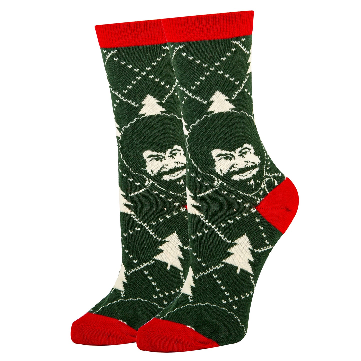 oooh yeah Bob Ross Christmas holiday women's argyle socks