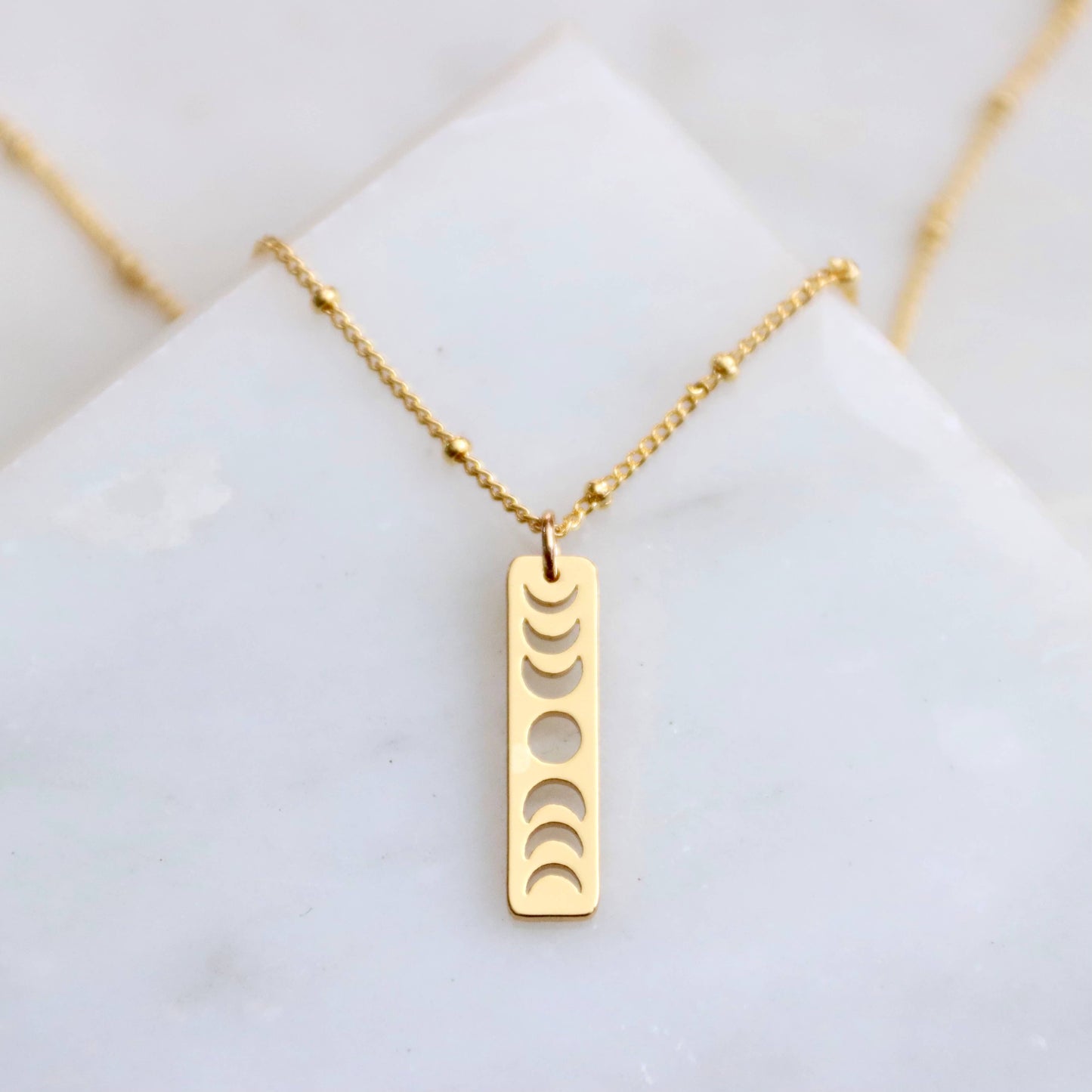 gold silver moon phase necklace boho witchy vibe mesa blue the revival
