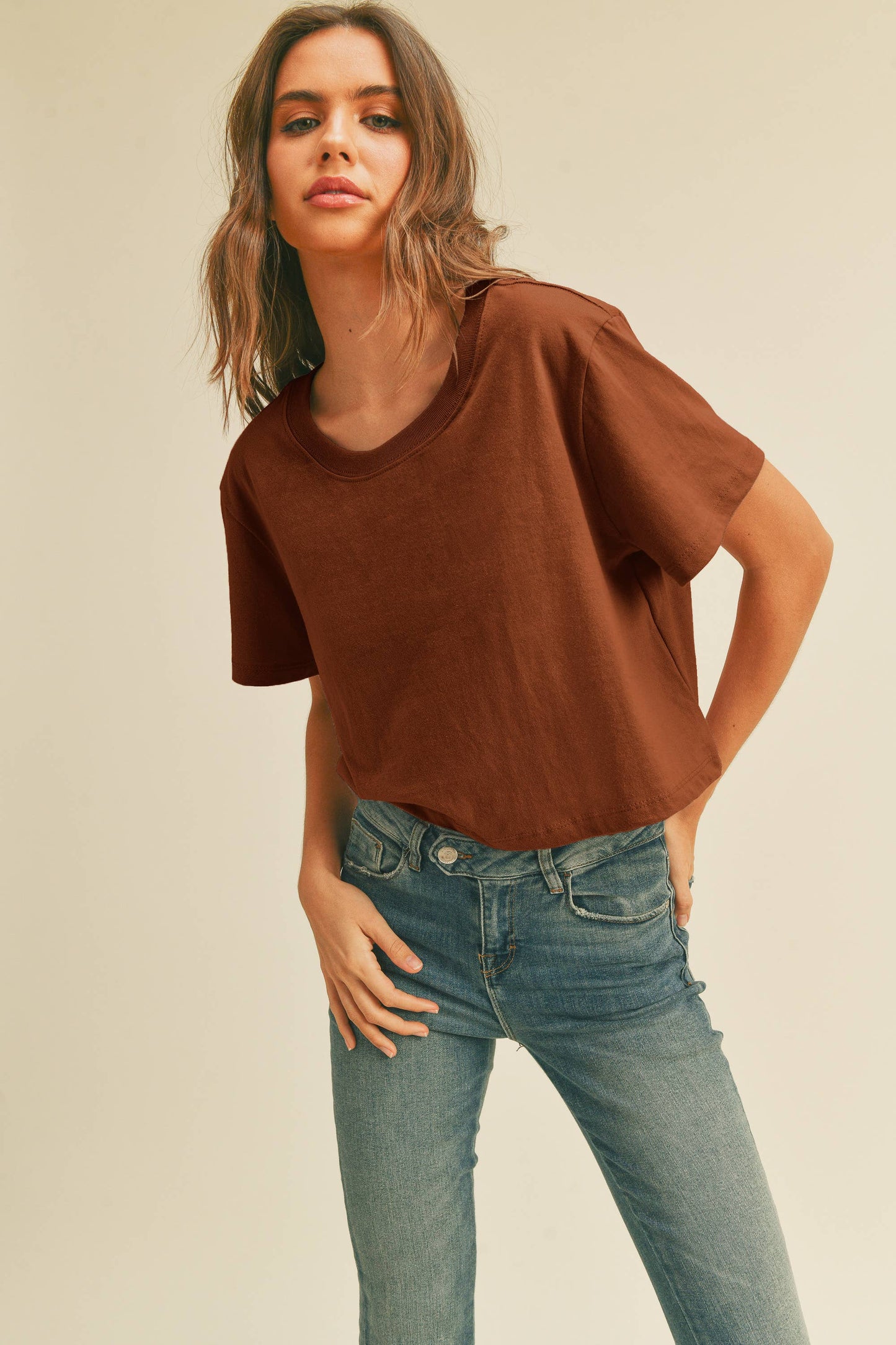 Honestee - TSTW1003WS Premium Garment Washed Blank Boxy Crop Tee