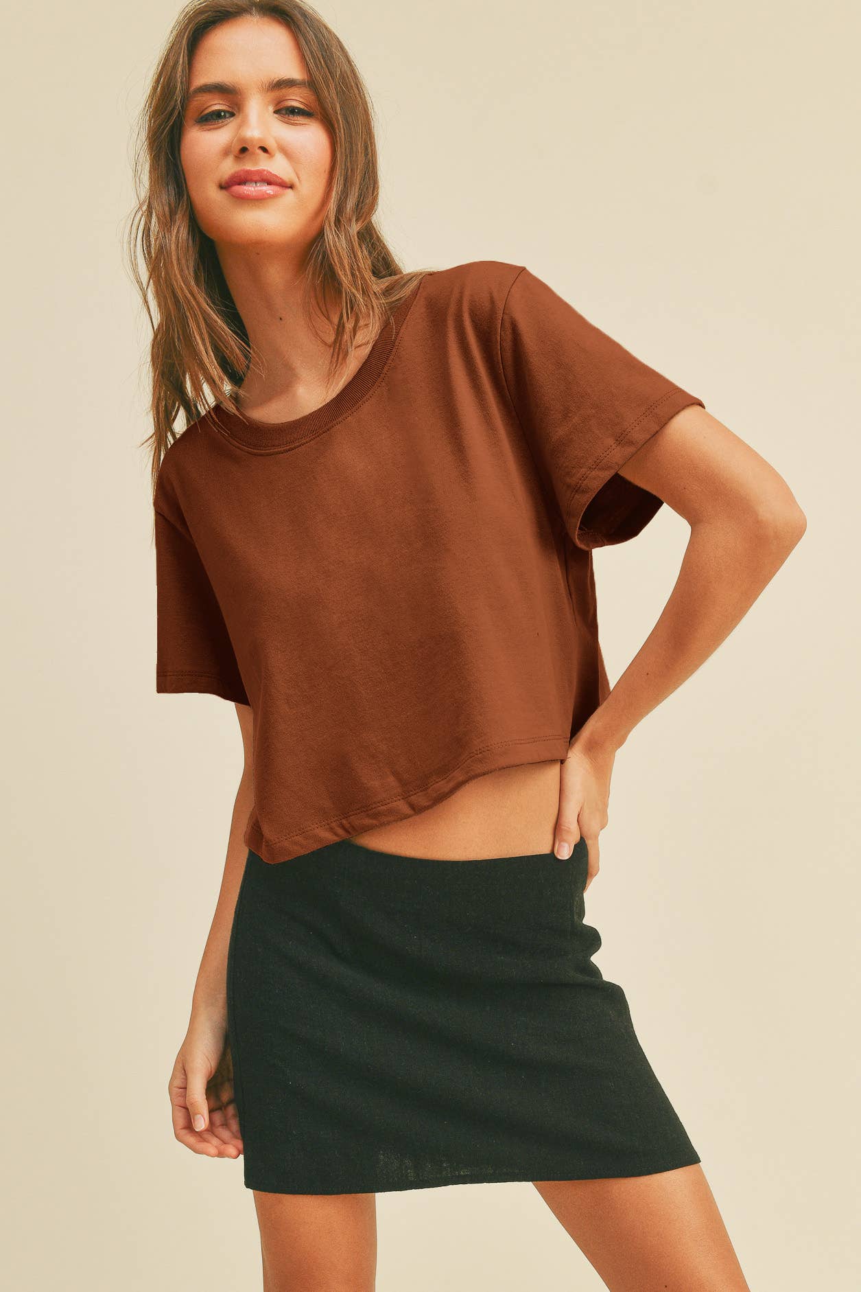 Honestee - TSTW1003WS Premium Garment Washed Blank Boxy Crop Tee