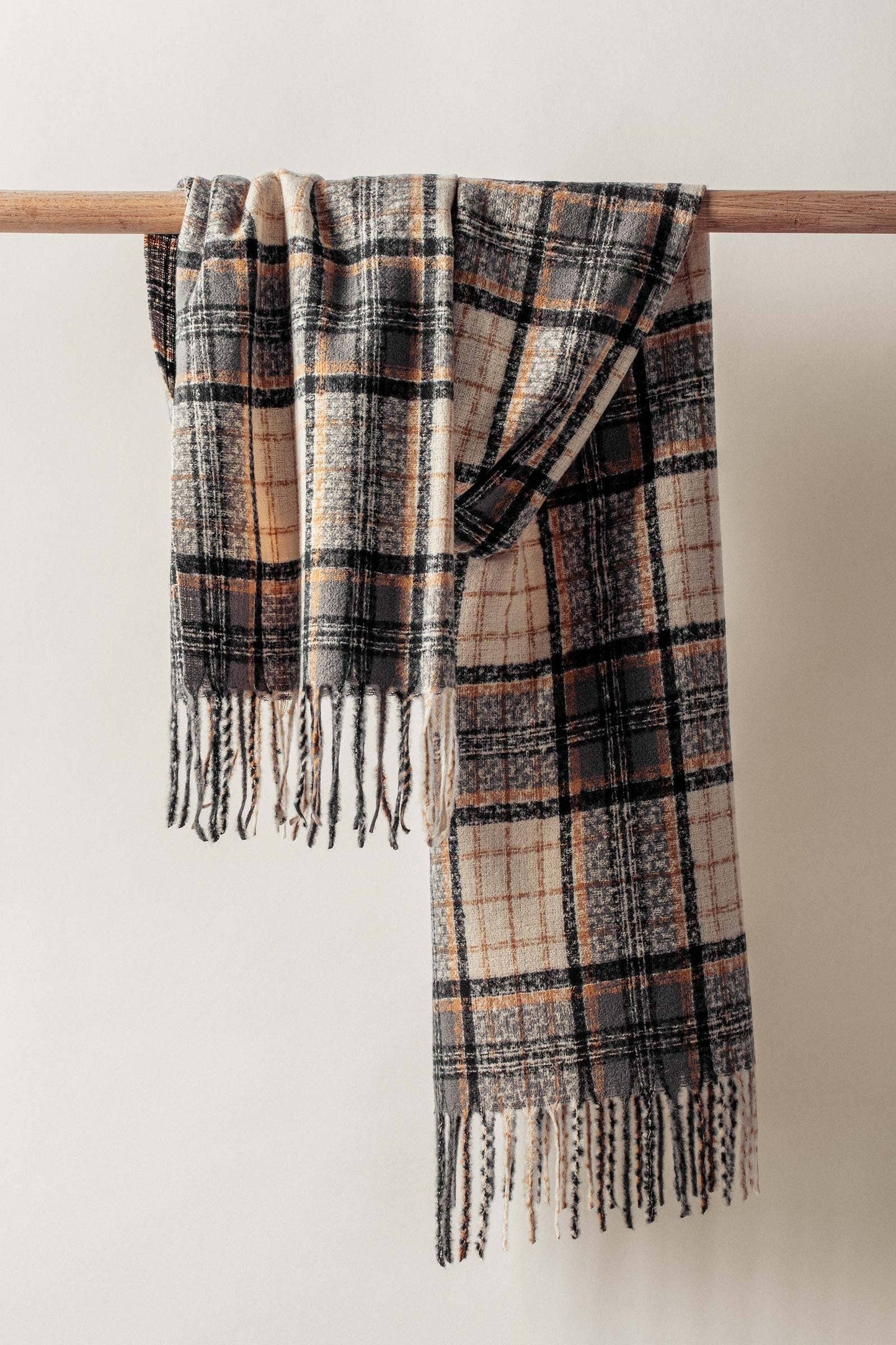 classic plaid fringe scarf