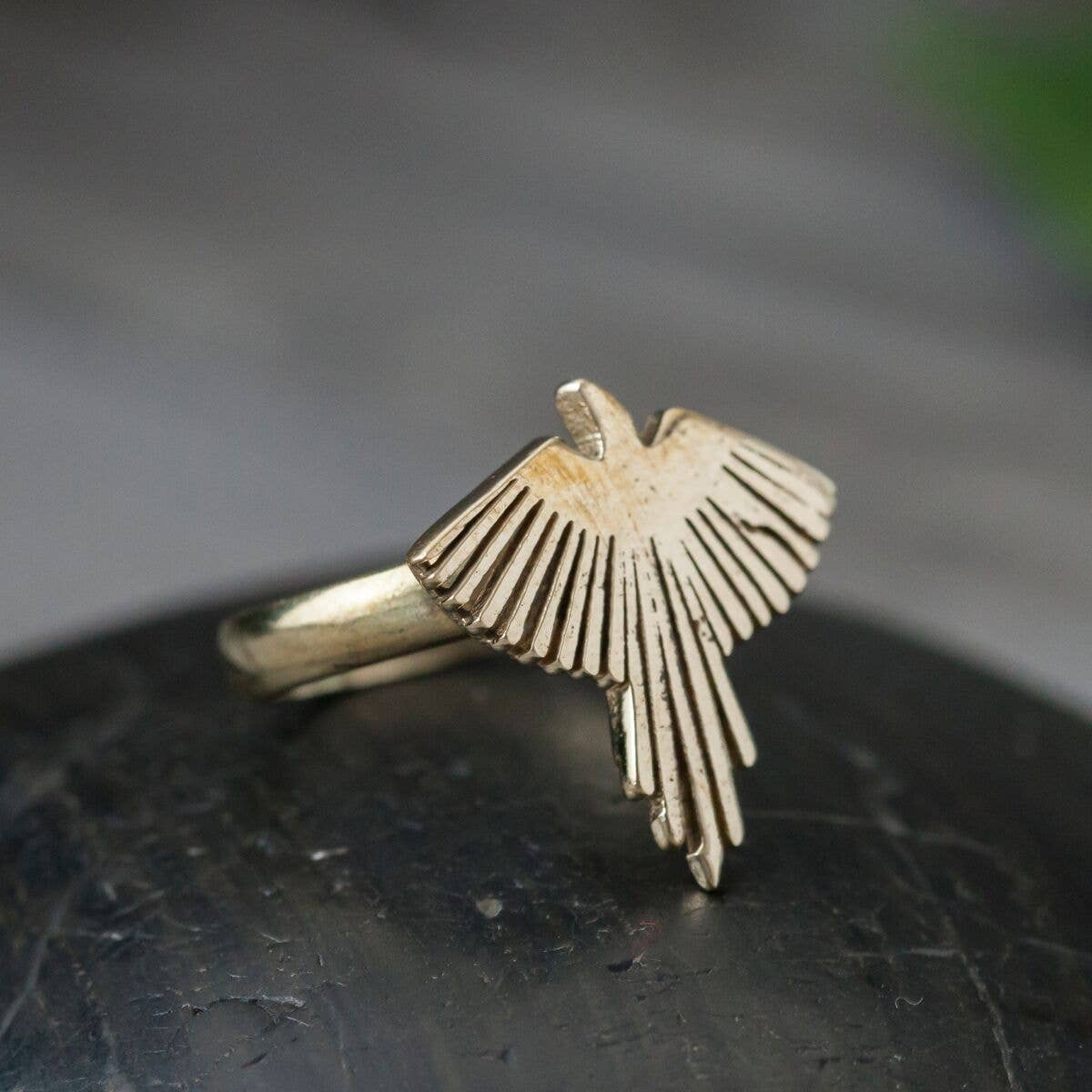 Baizaar fair trade nickel free brass eagle ray gold boho ring