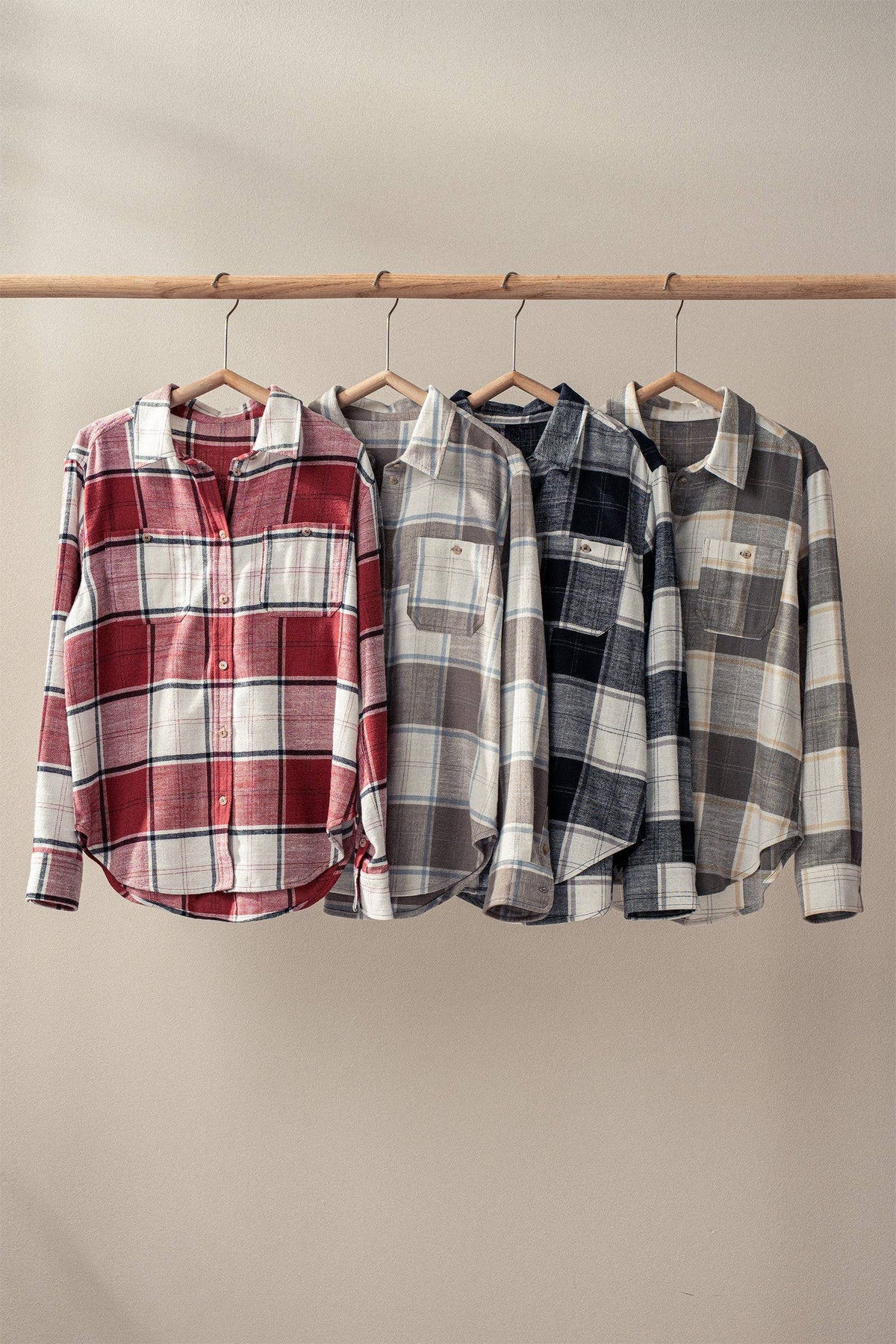Urban Daizy - Western Plaid Button-Up Relaxed Fit Shirt