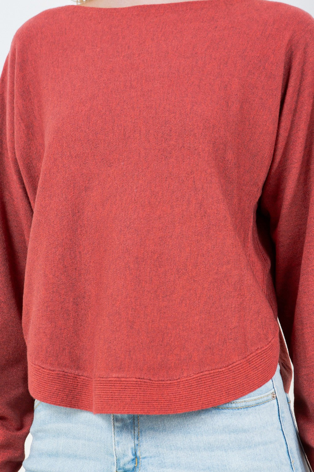 scooped pullover sweater