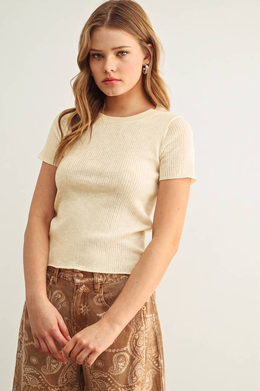 short sleeved ribbed top