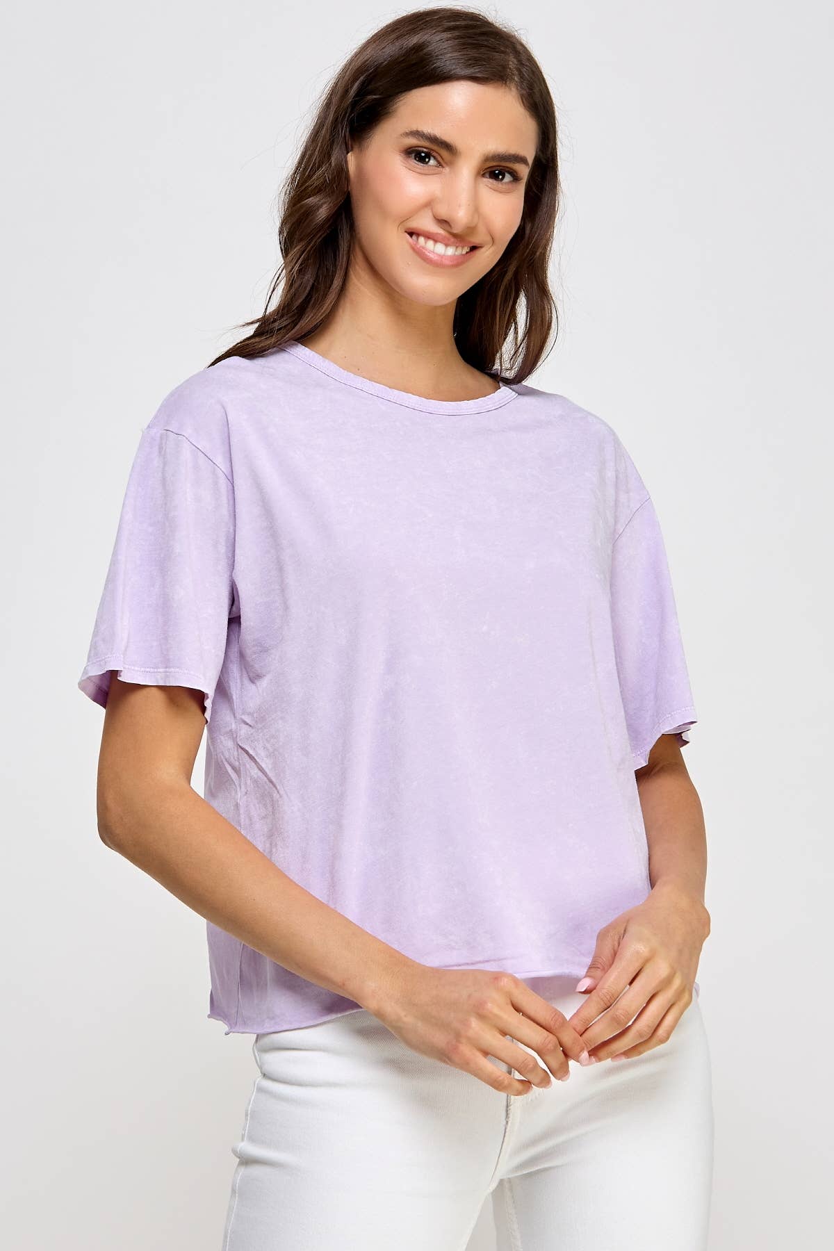 Honestee - Blank Mineral Washed Long Cropped T-Shirt