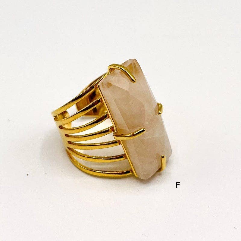 Crystal Rectangle Gemstone Gold-Plated Cigar Ring