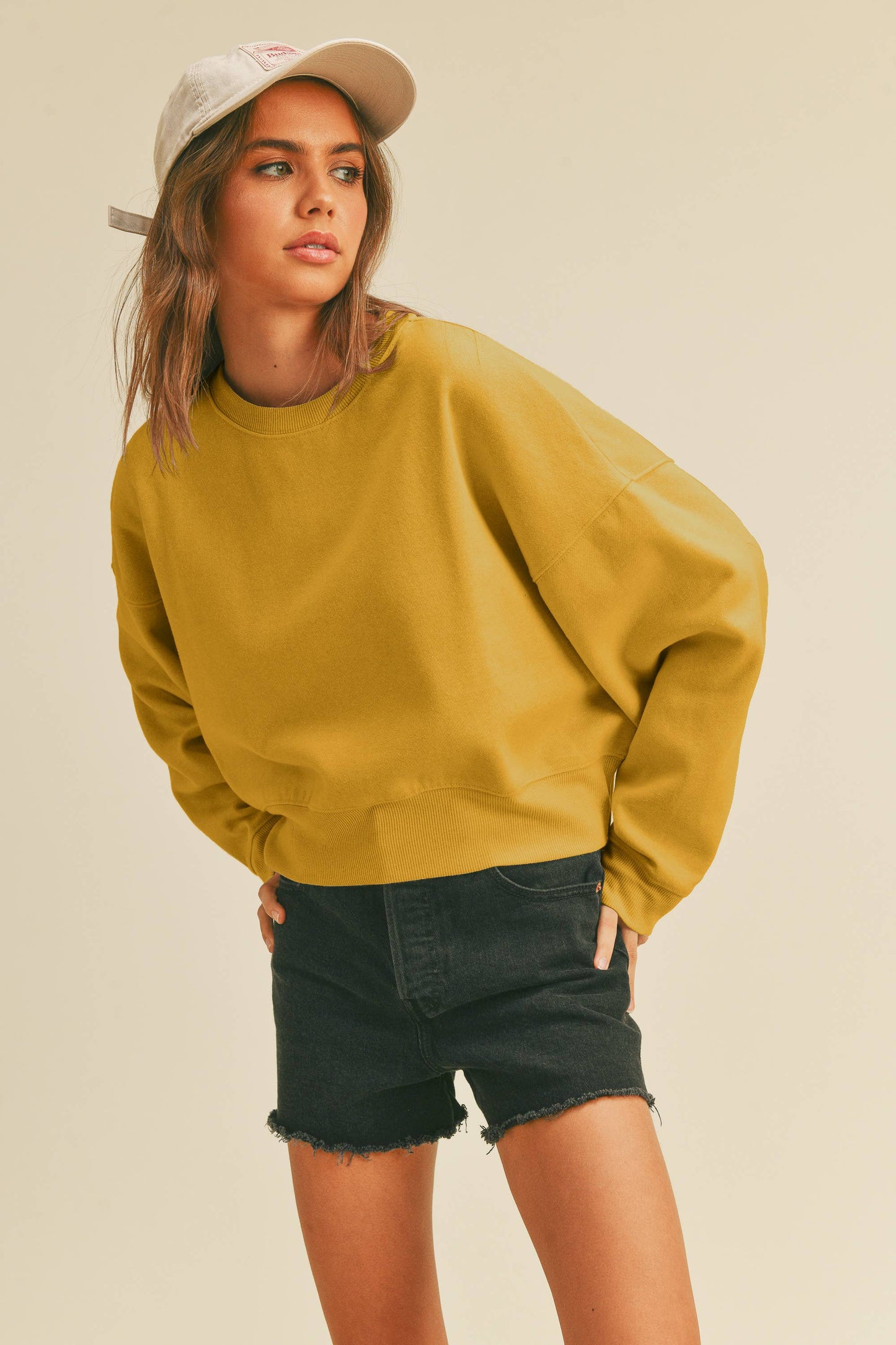 Honestee - Blank Short Cropped Long Sleeve Sweatshirt
