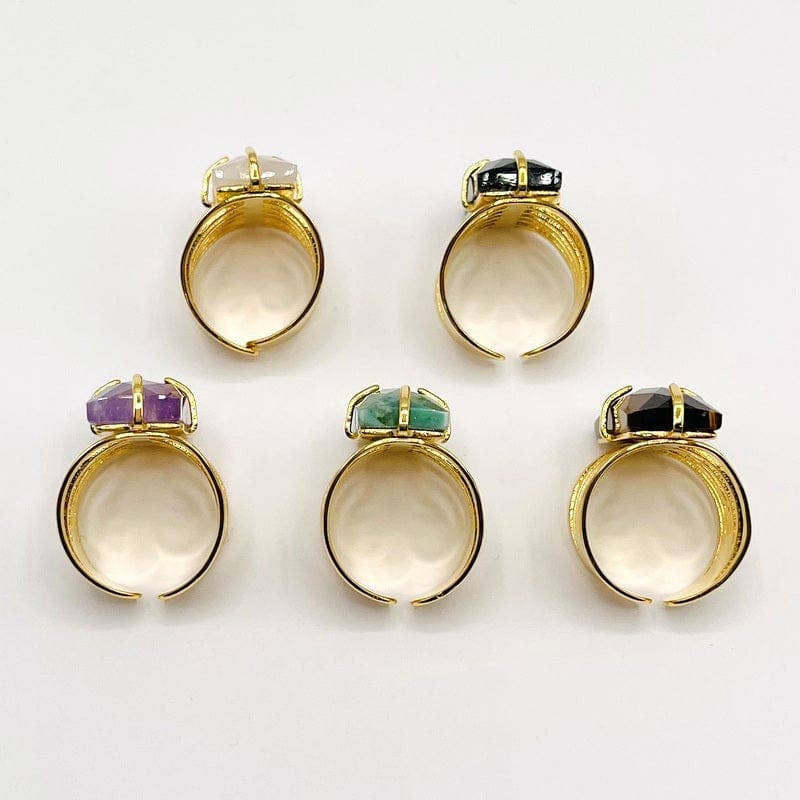 Crystal Rectangle Gemstone Gold-Plated Cigar Ring