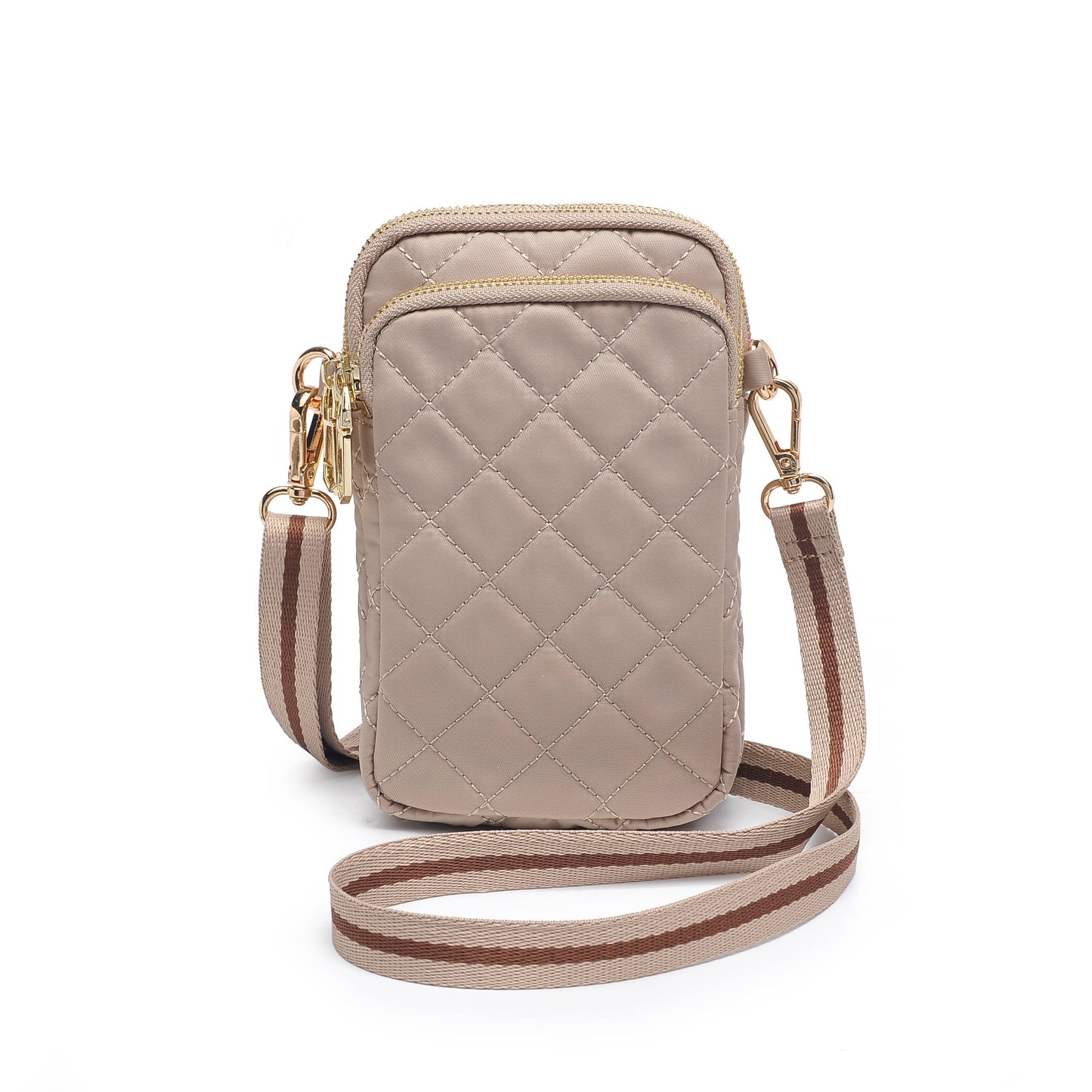 Sol and Selene - Divide & Conquer Quilted Crossbody: Black nude cream