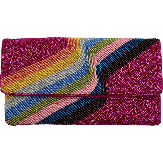 retro rainbow beaded clutch
