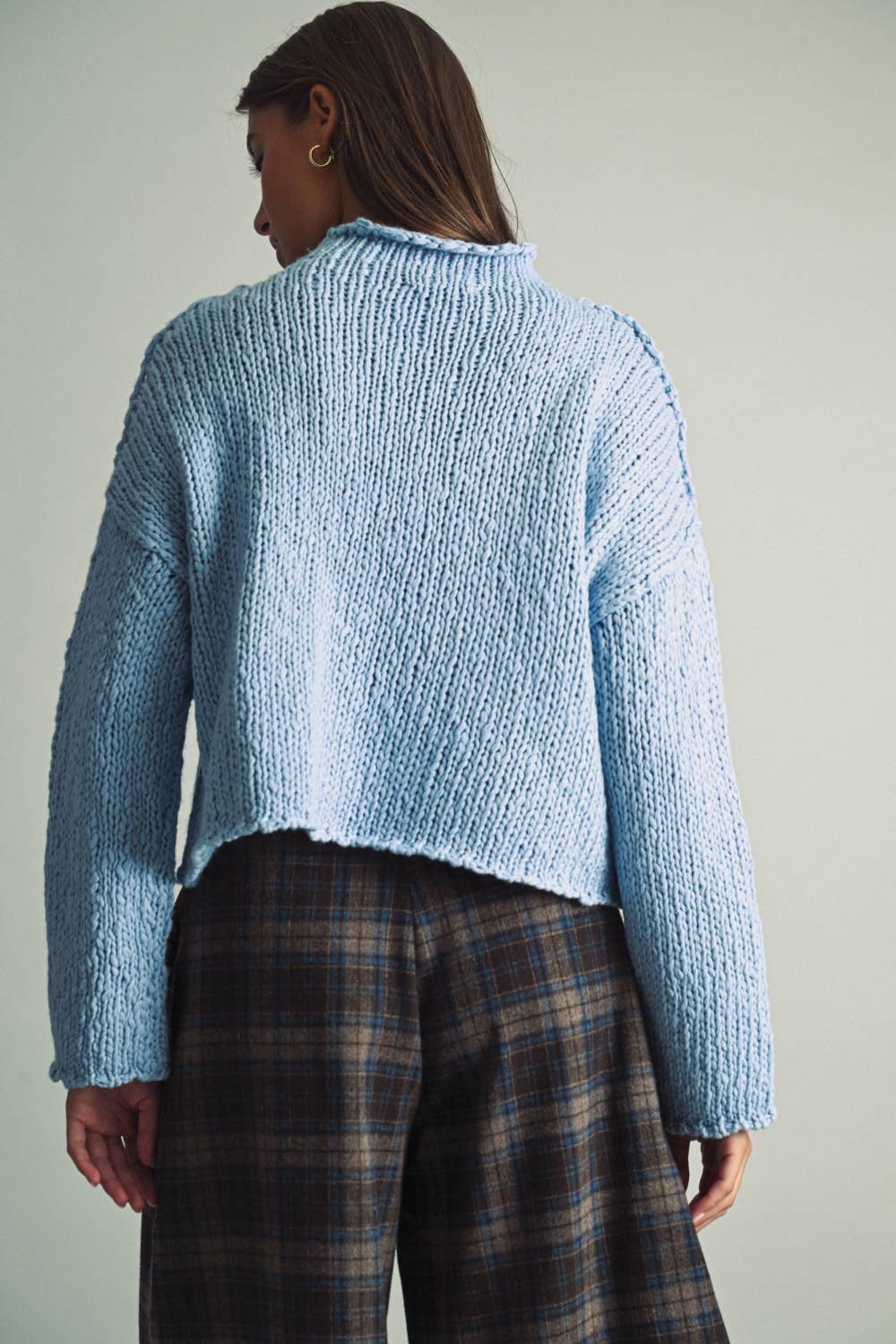 MIOU MUSE - T6753   ROLL HEMMING LONG SLEEVE SWEATER TOP