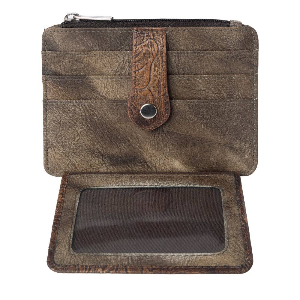 Embossed Leather Credit Card Holder