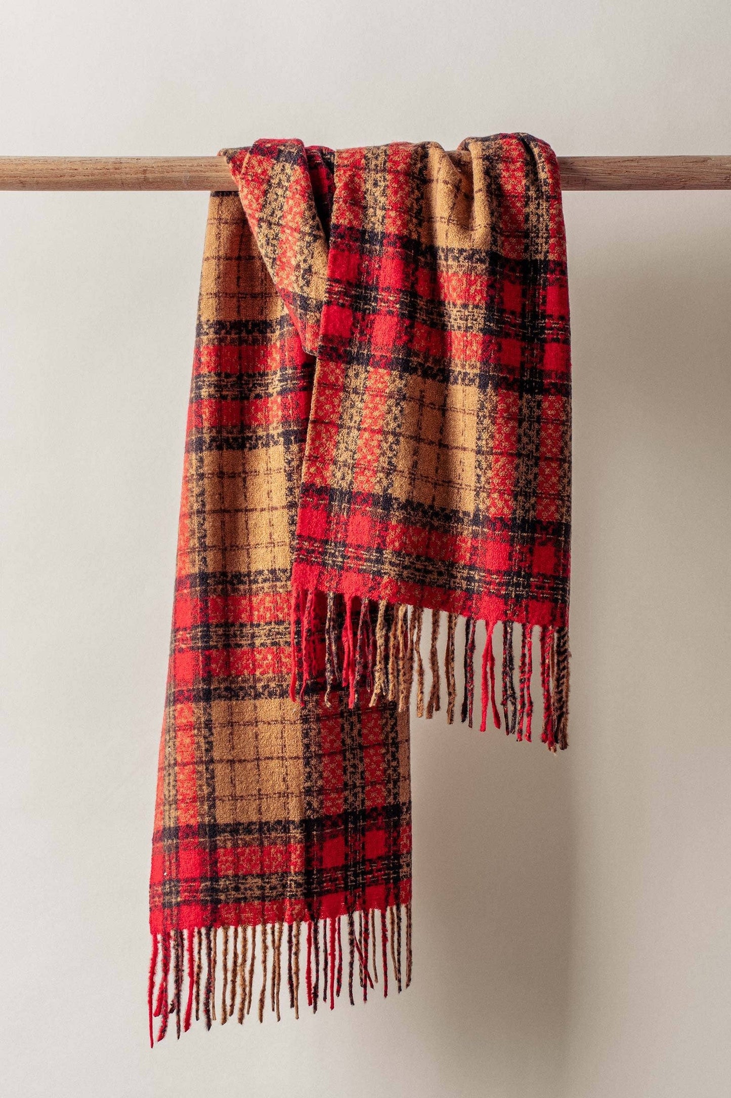 classic plaid fringe scarf