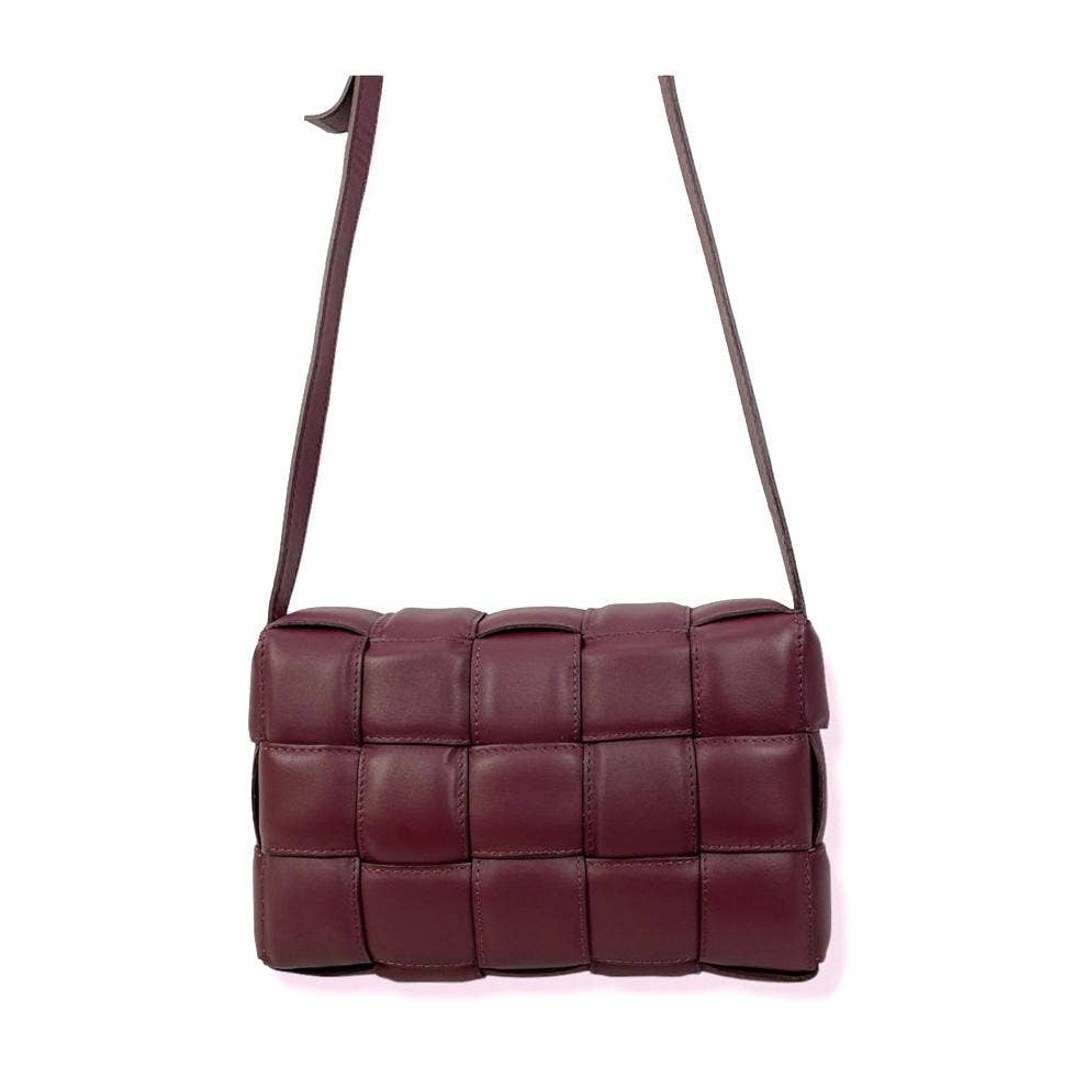 woven checker leather crossbody
