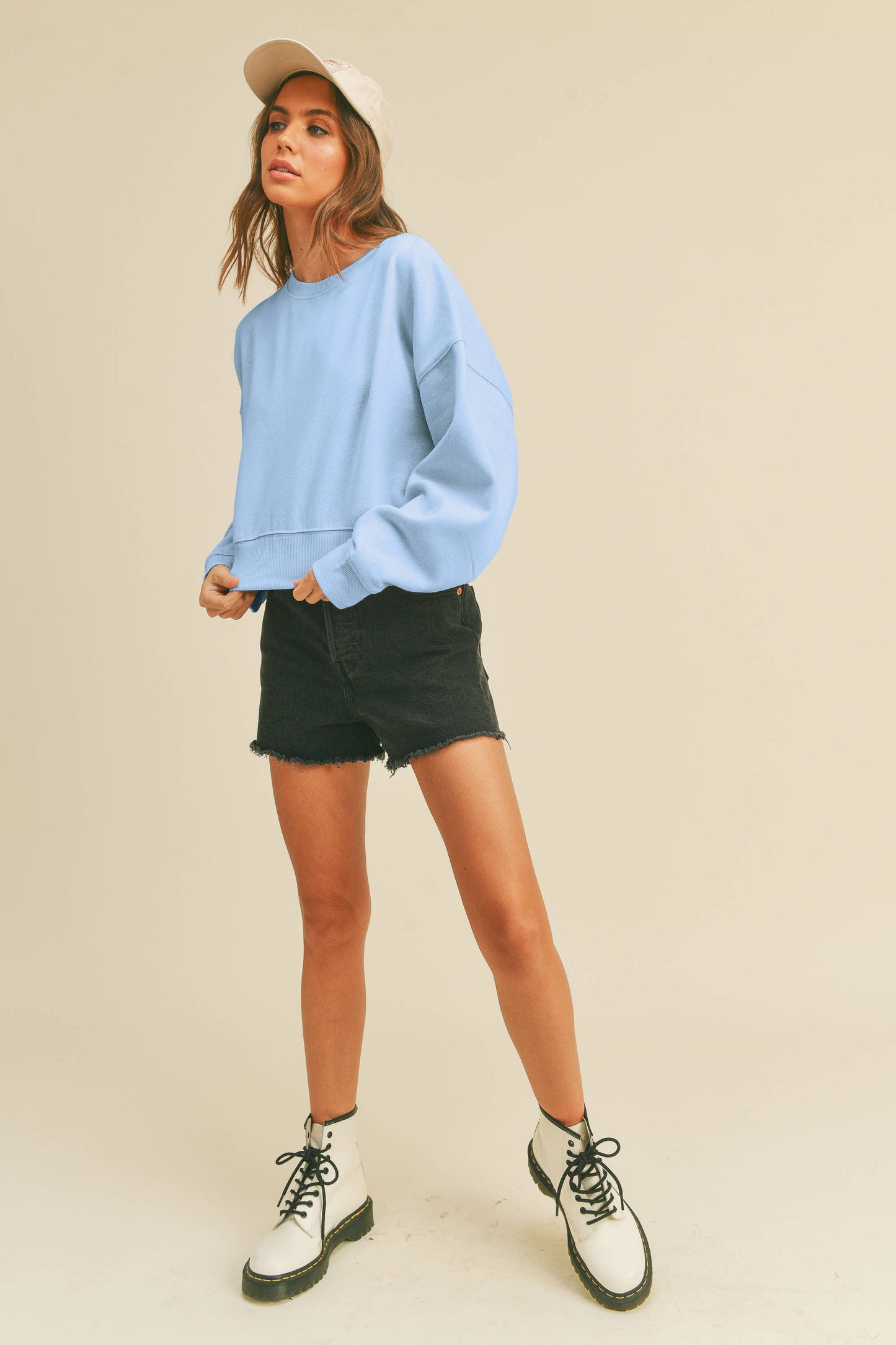 Honestee - Blank Short Cropped Long Sleeve Sweatshirt