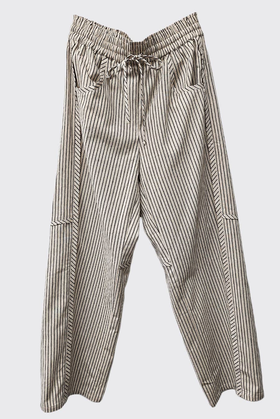 striped barrel pants