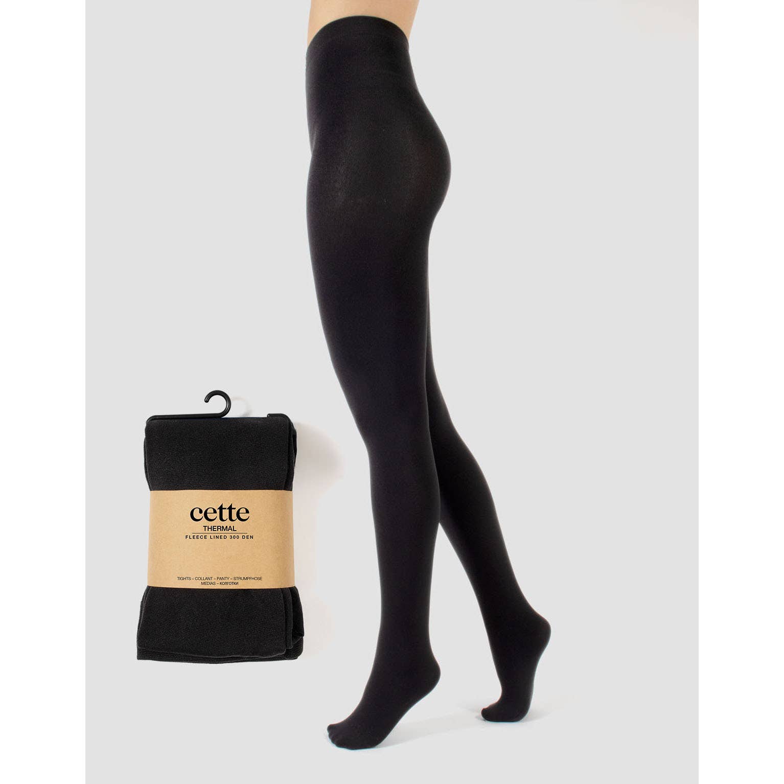 Cette black thermal fleece lined opaque tights – The Revival