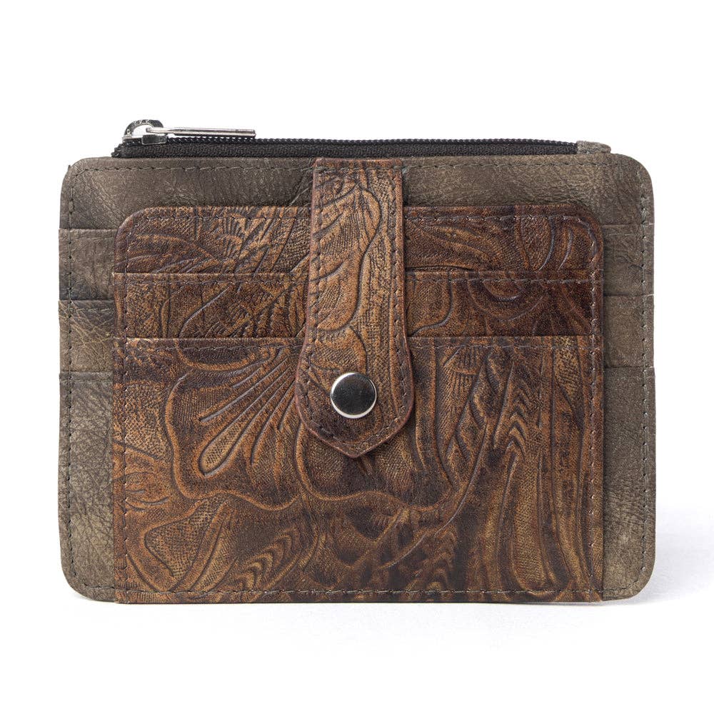 Embossed Leather Credit Card Holder