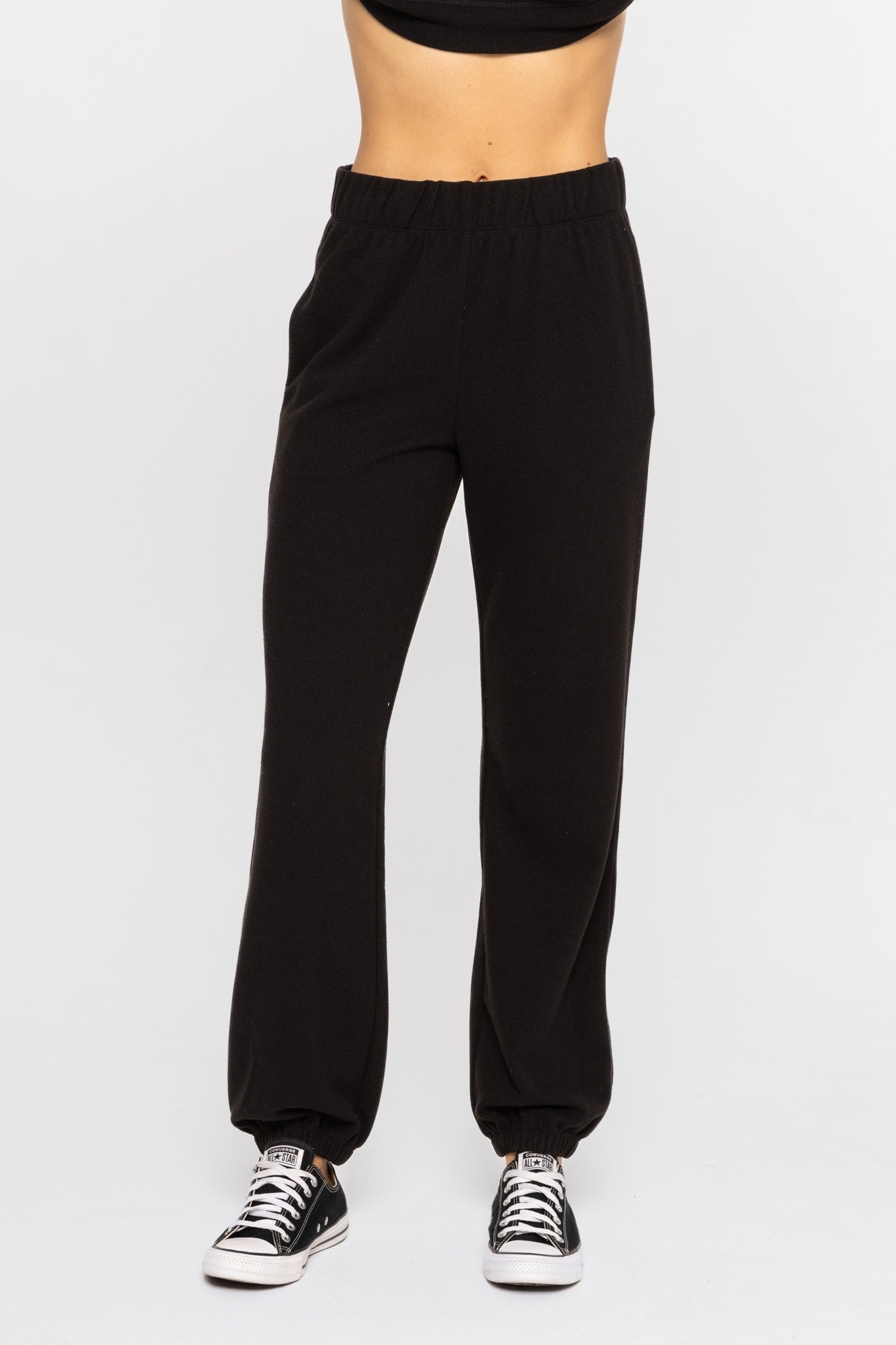 fleece full length joggers with pockets and elastic waistband athleisure 