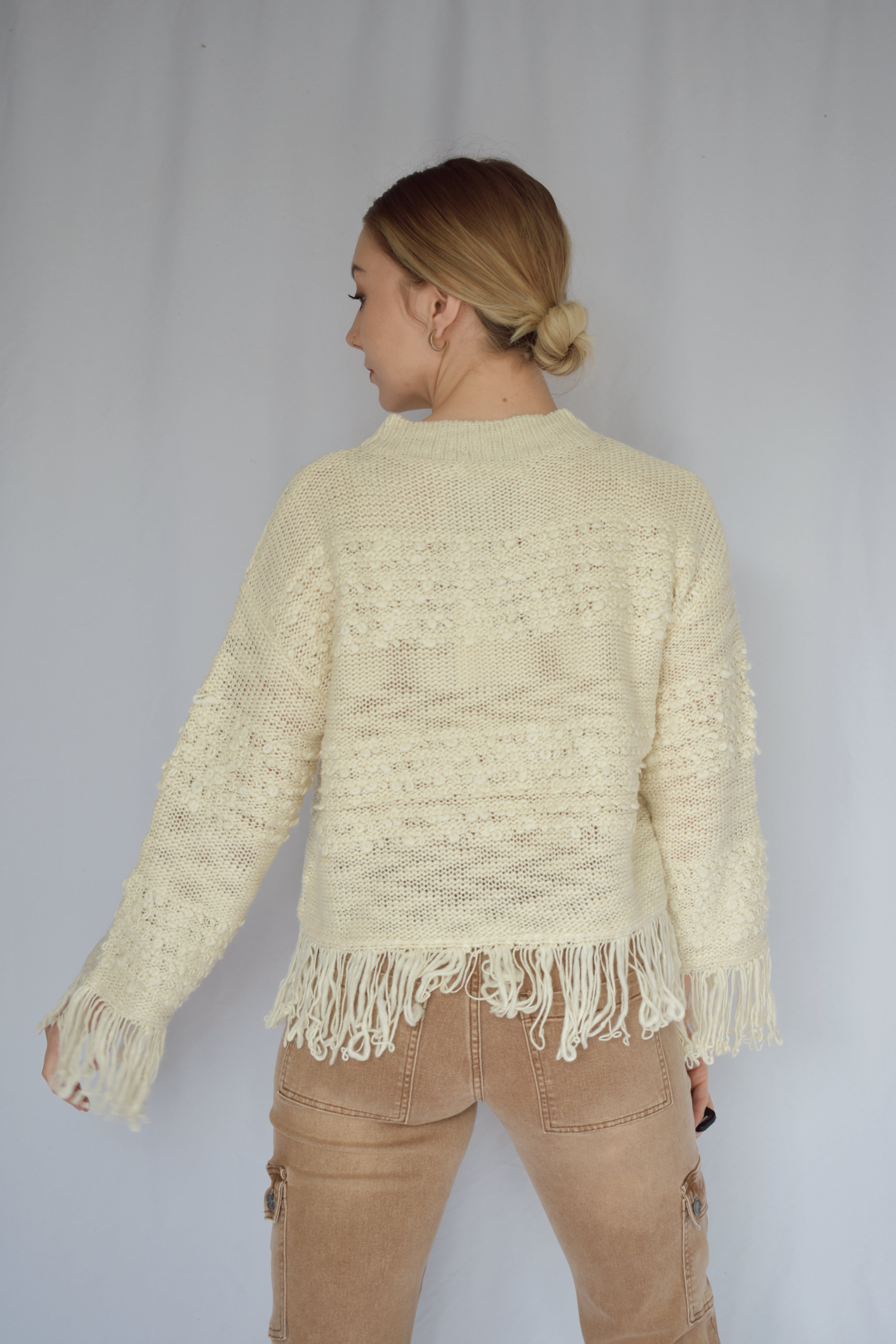 popcorn fringe sweater