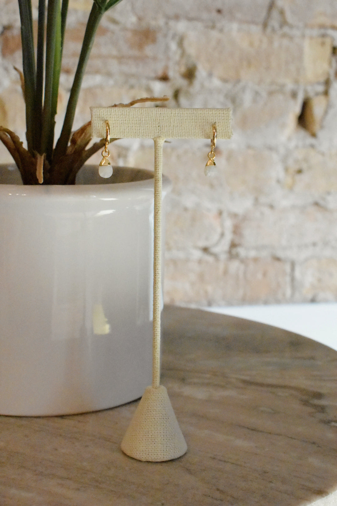 moonstone huggie earrings