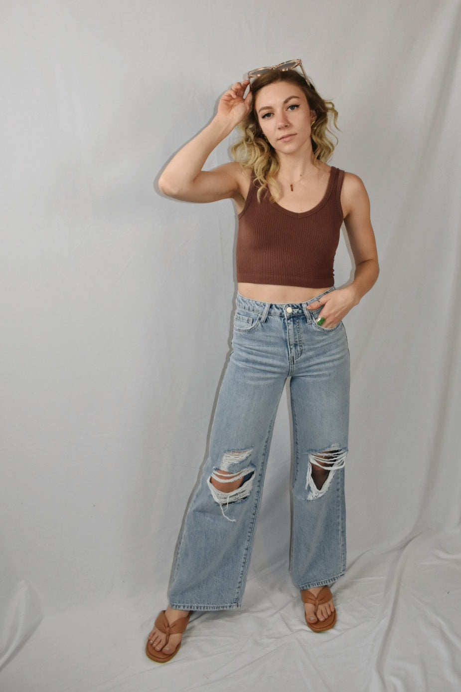 ribbed cropped tank casual athleisure mono b the revival online boutique