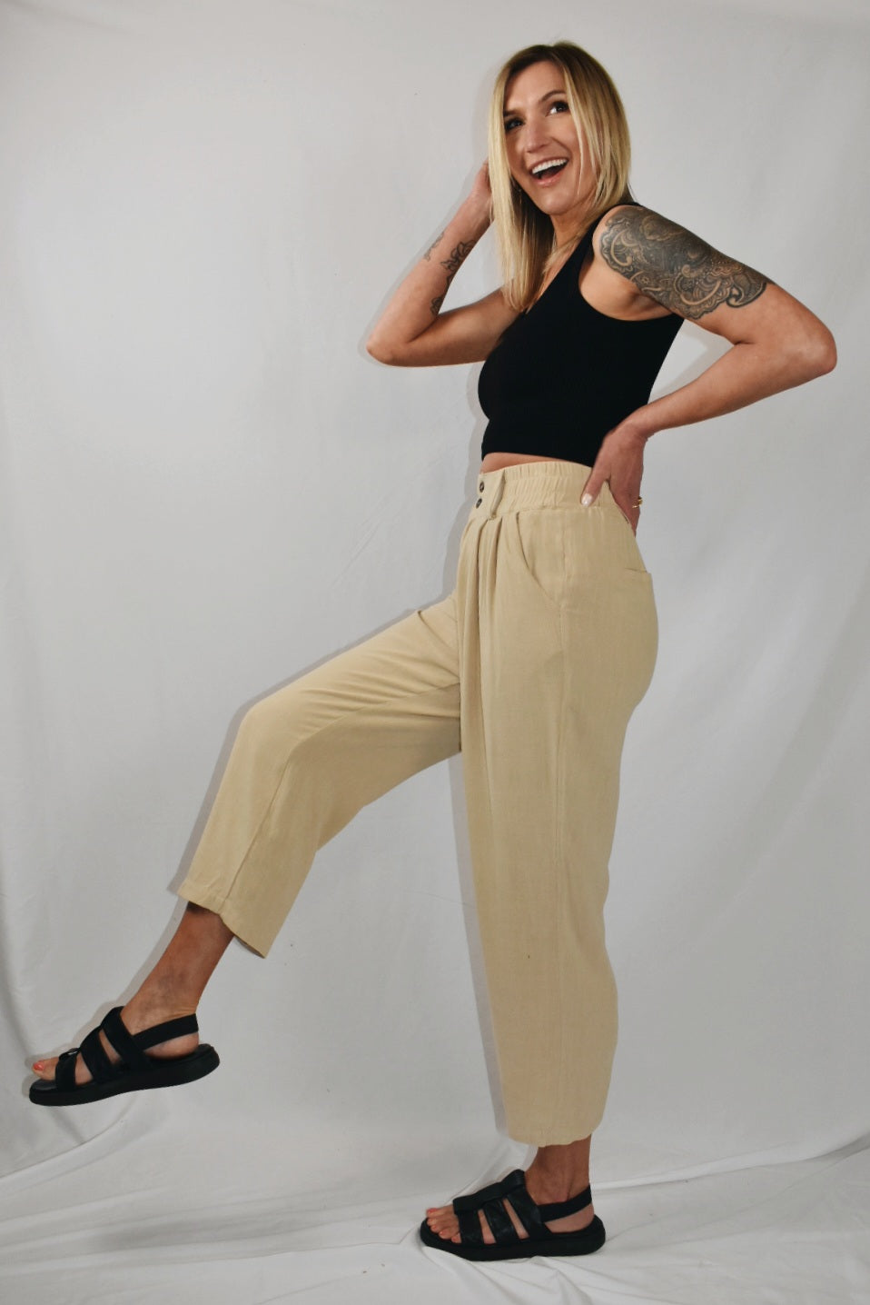 New Tapered Linen Trousers Slightly Closed Pants Cuff Simple Classic  All-match Casual Trousers - Pants & Capris - AliExpress