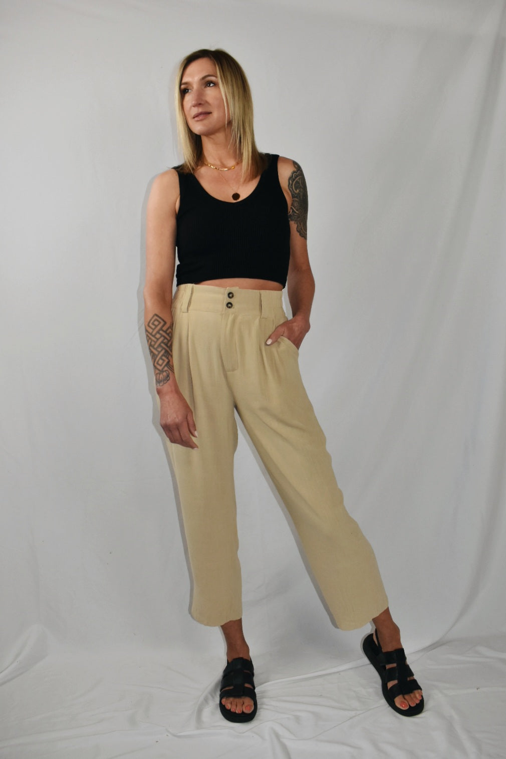 linen lightweight summer pants tapered trousers hyfve the revival