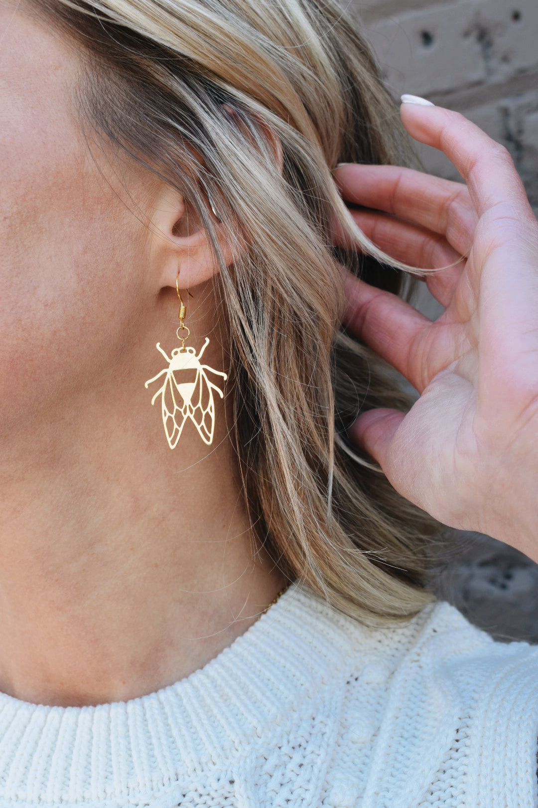 lord of the flies fly bug flora and fauna gold brass earrings usa boutique