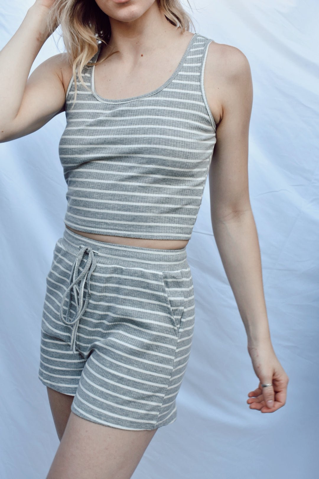 striped tank/shorts set listicle the revival online boutique free ship