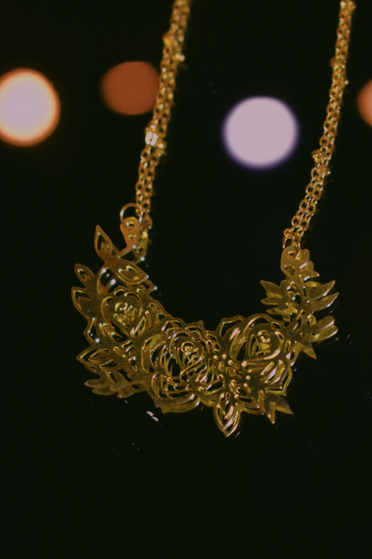 gold bouquet necklace nickel free 18" the revival