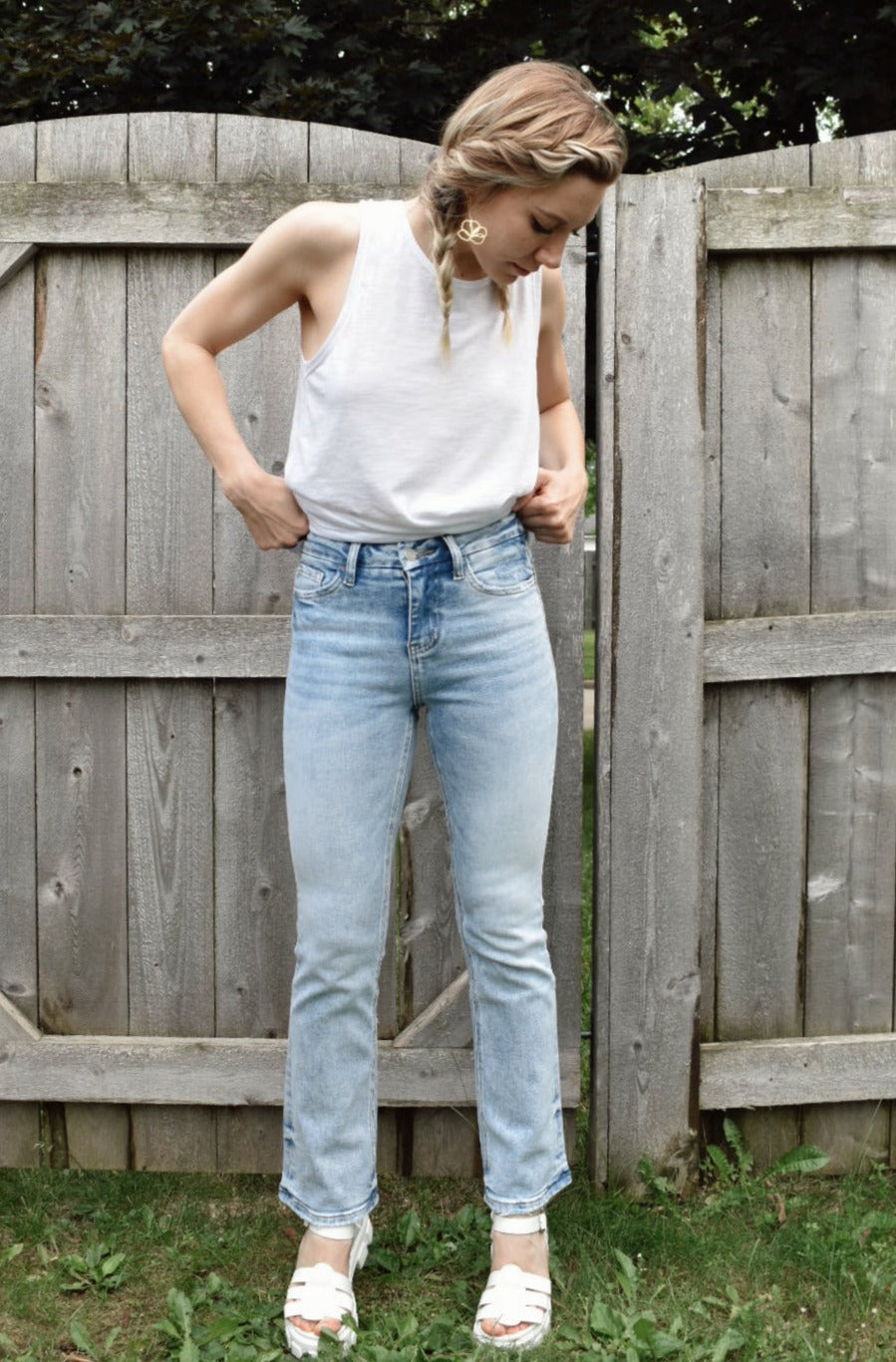 high rise cropped bootcut stretch jeans vervet flying monkey us boutique