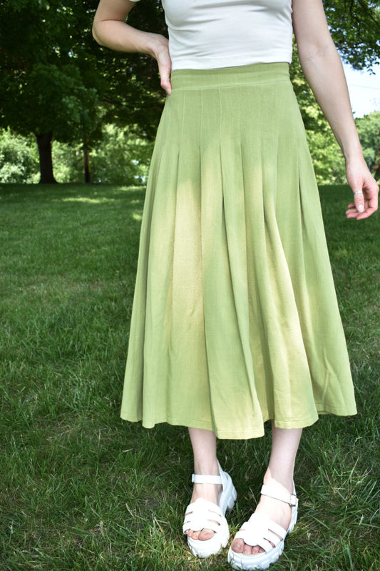 green light olive pleated linen summer midi skirt hyfve double zero us online boutique