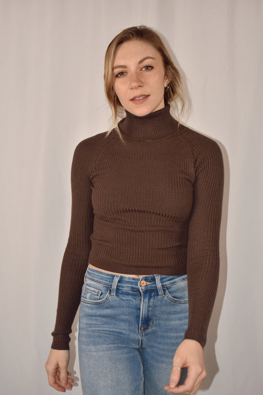 cropped and ribbed fitted turtleneck - basic staple piece, great for layering.