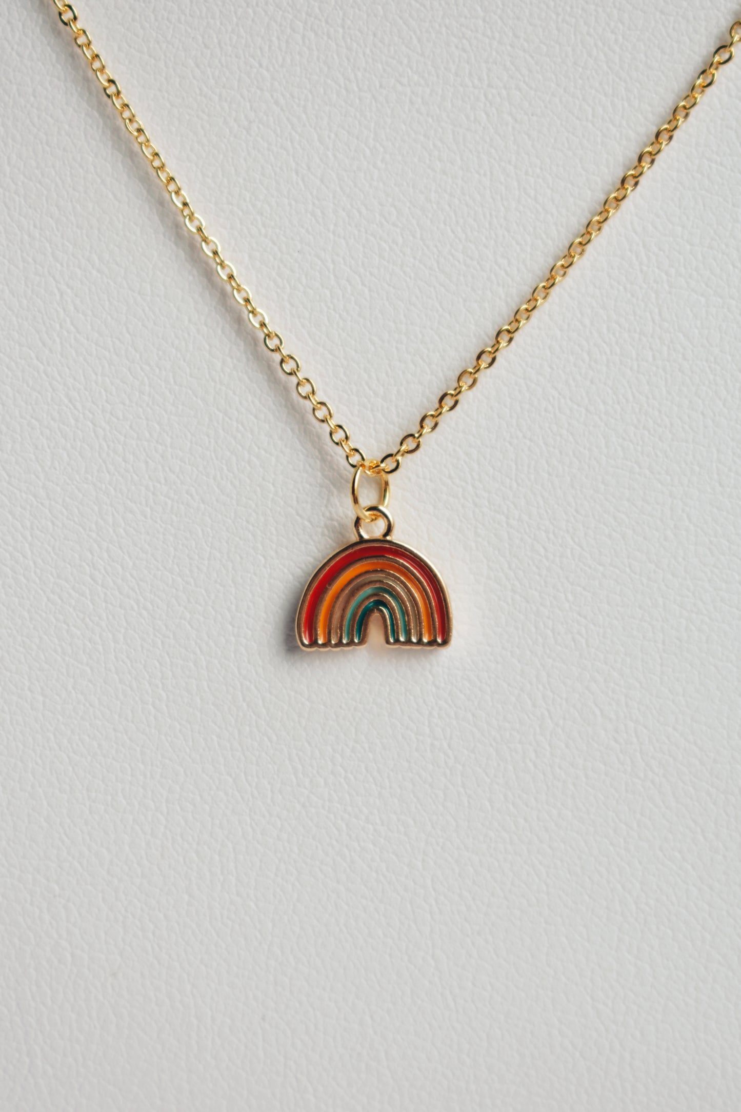 retro rainbow gold plated dainty chain necklace