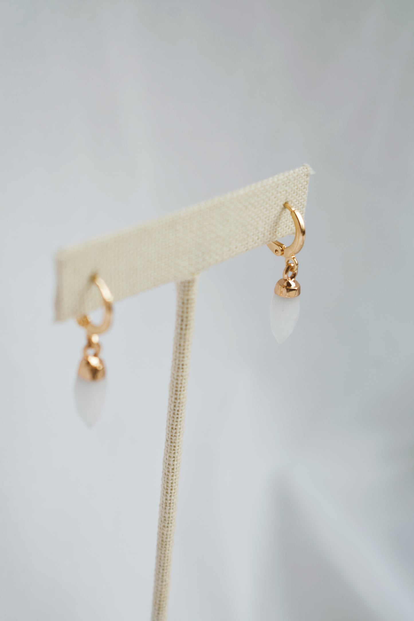 dainty gold plated quartz spike huggie hoop lightweight earrings
