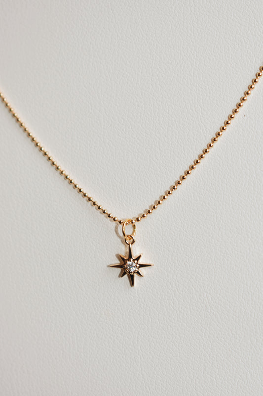 revival mace goods tiny northstar dainty gold plated ball chain necklace