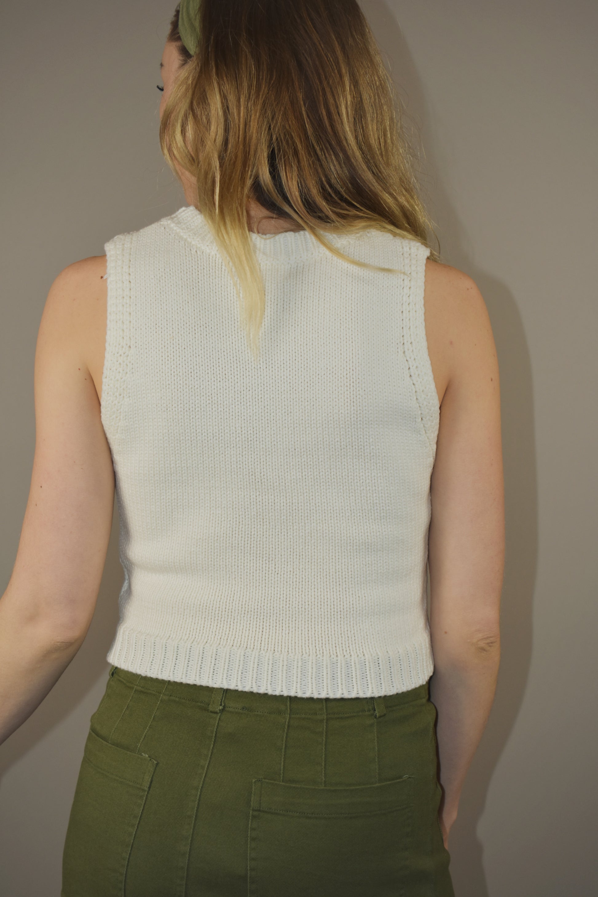 cropped sweater tank with crew neck 