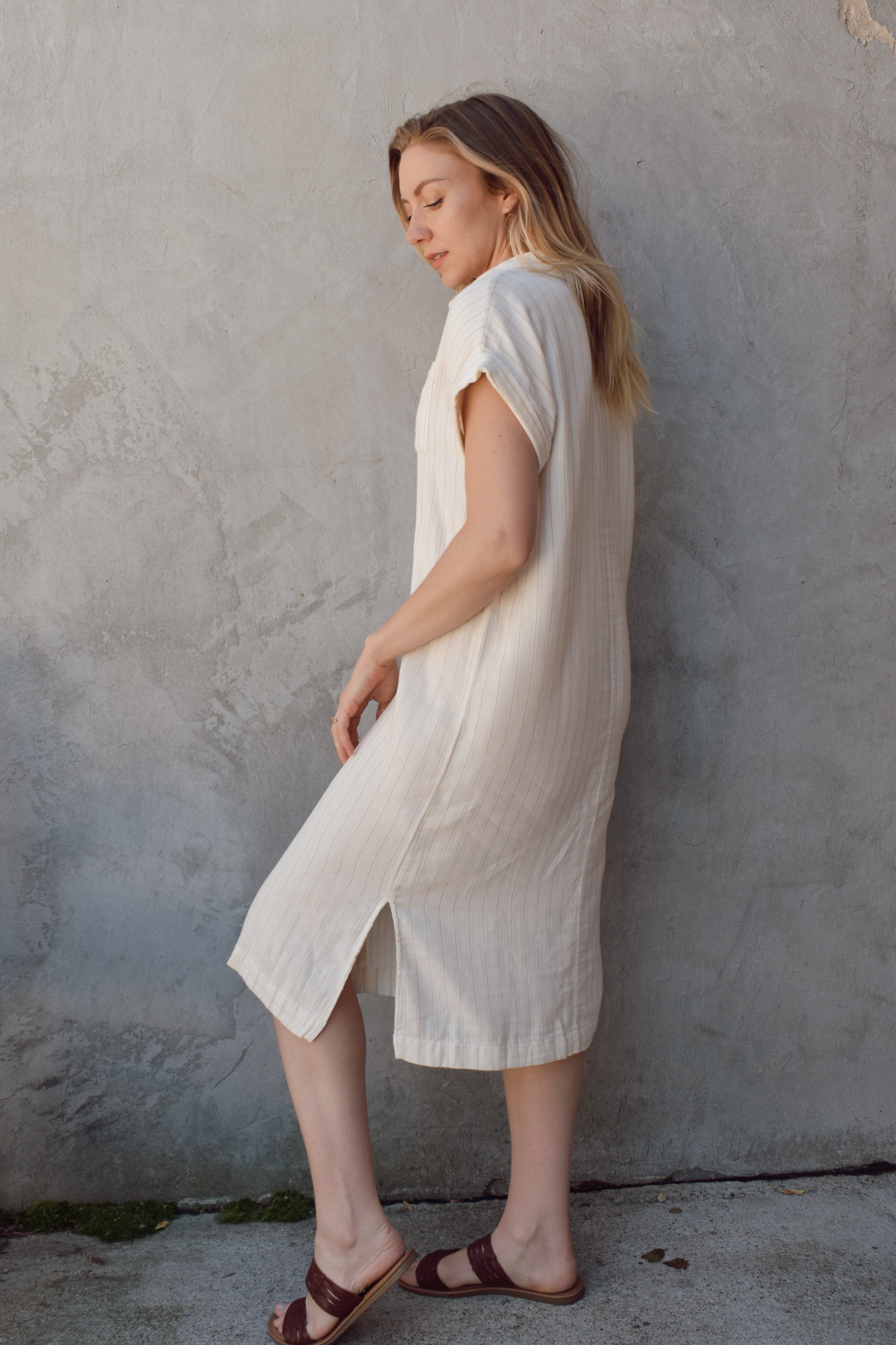 thread & supply 100% cotton off white Laira short sleeve shirt dress – The  Revival