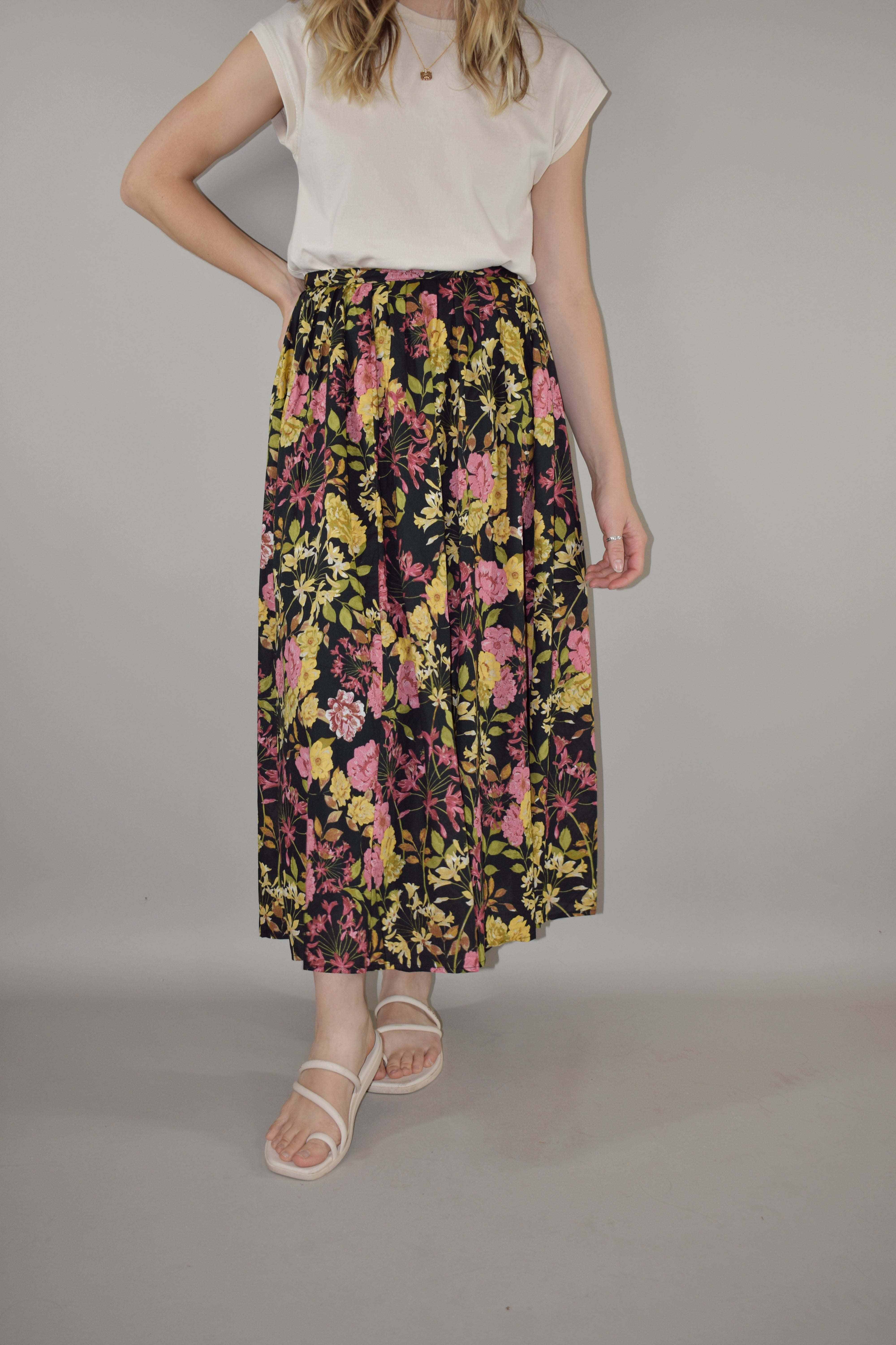 Floral-print full midi skirt hotsell