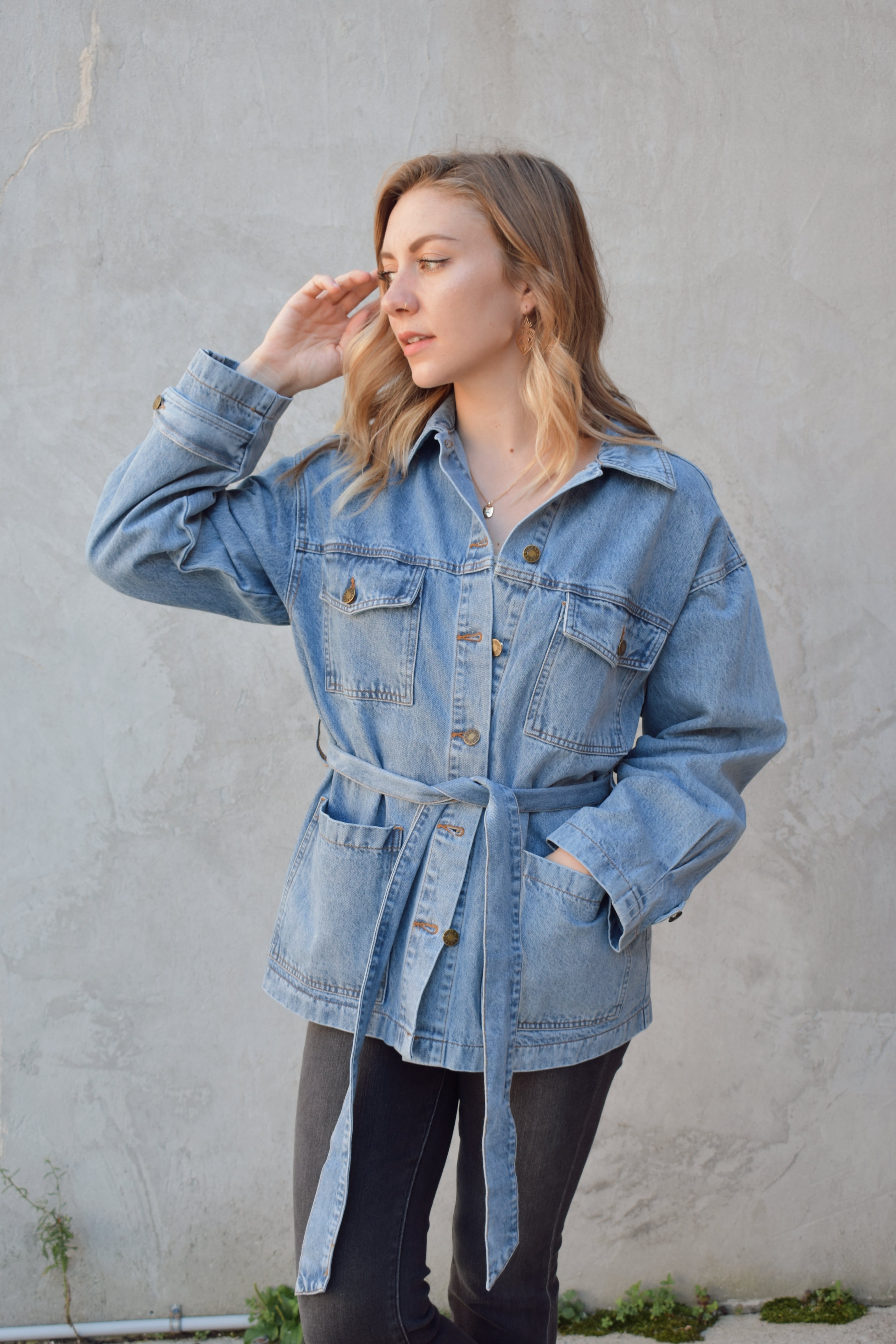 Waist fashion length jean jacket