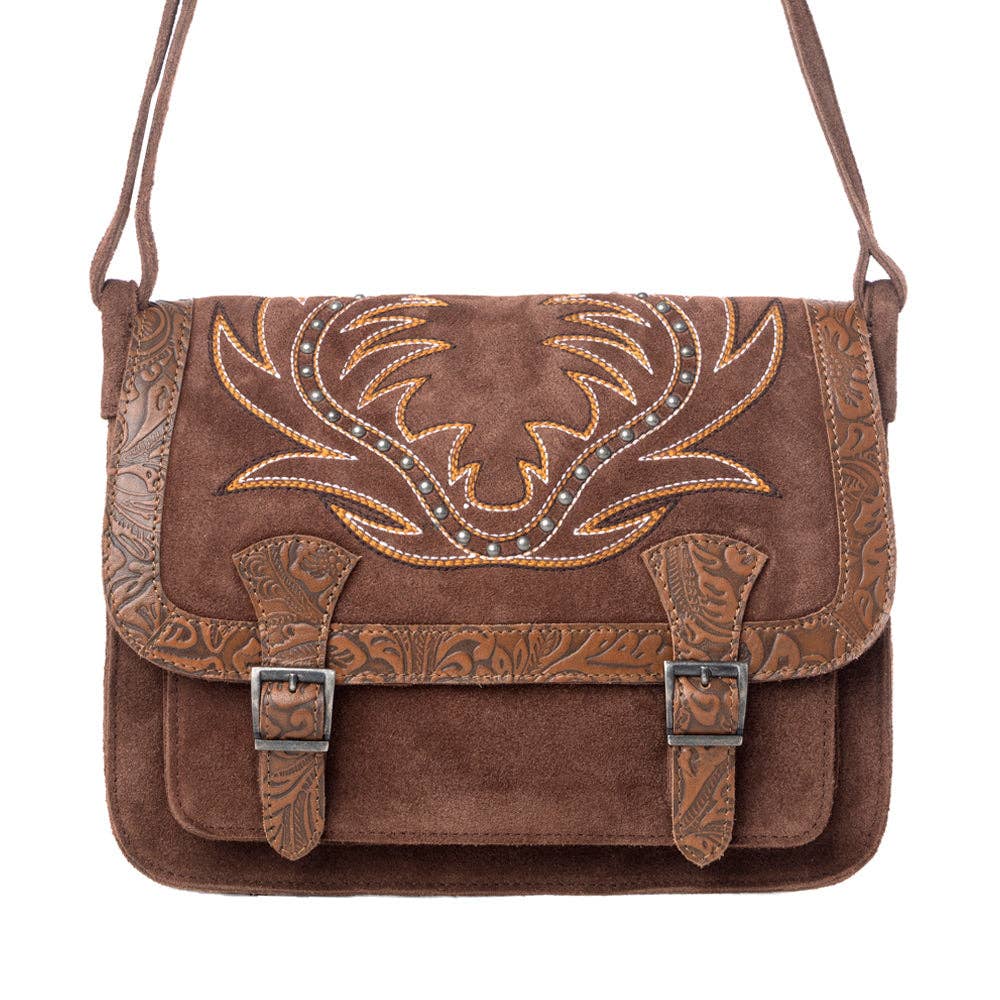 Leather Boot Embroidered Bag