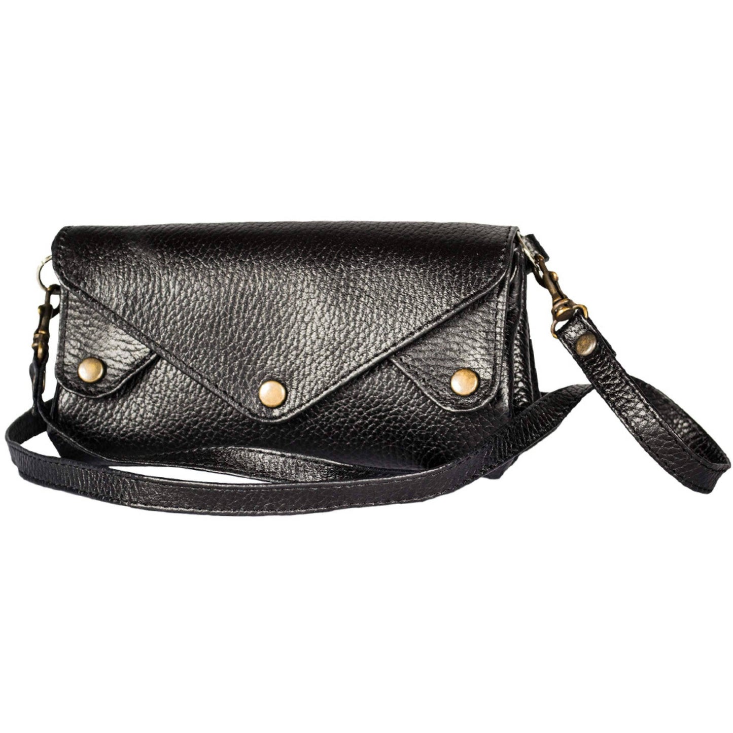 Atitlan black pebbled leather convertible wristlet crossbody wallet