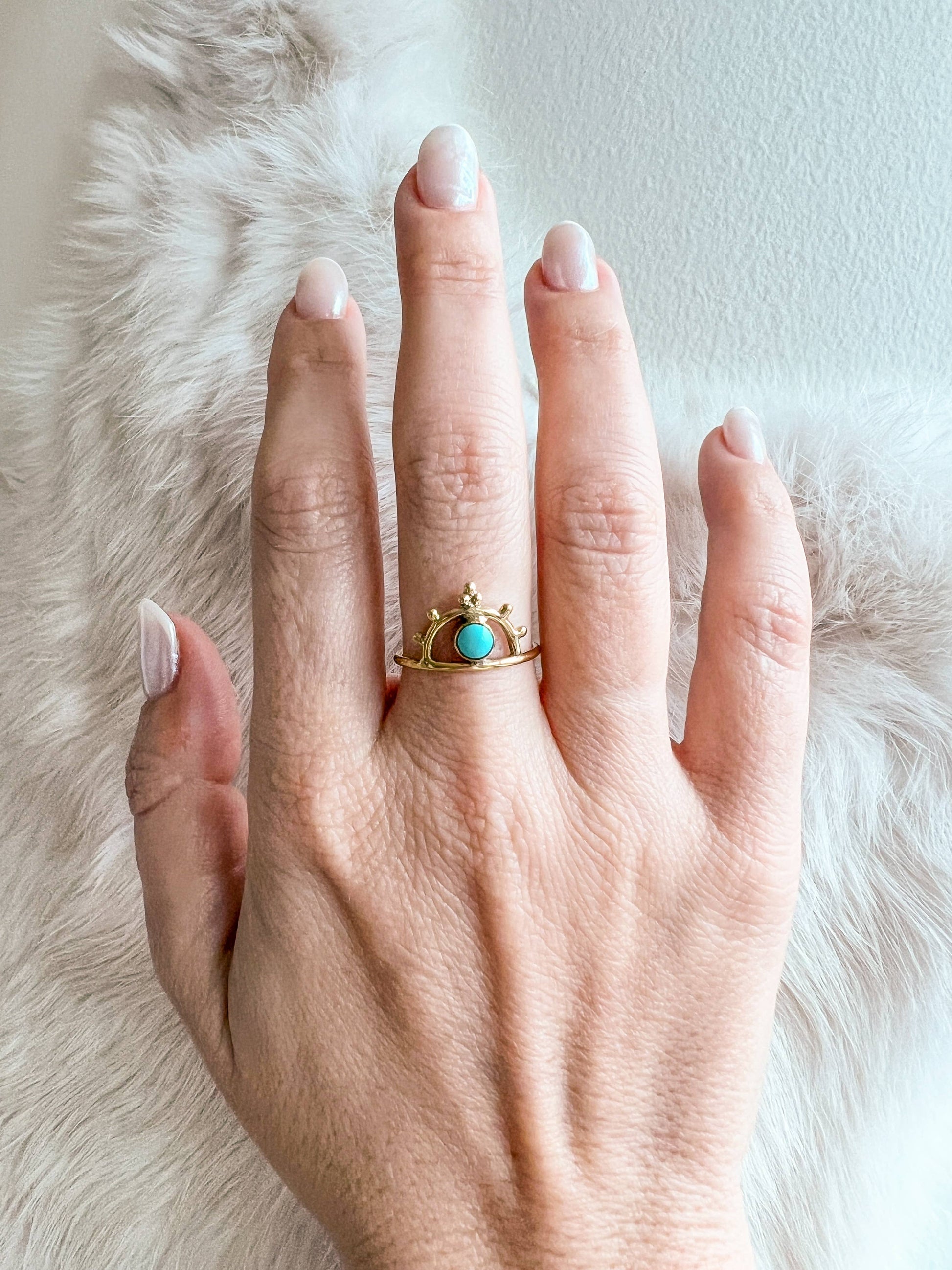 Baizaar fair trade nickel free brass opal third eye gold boho ring