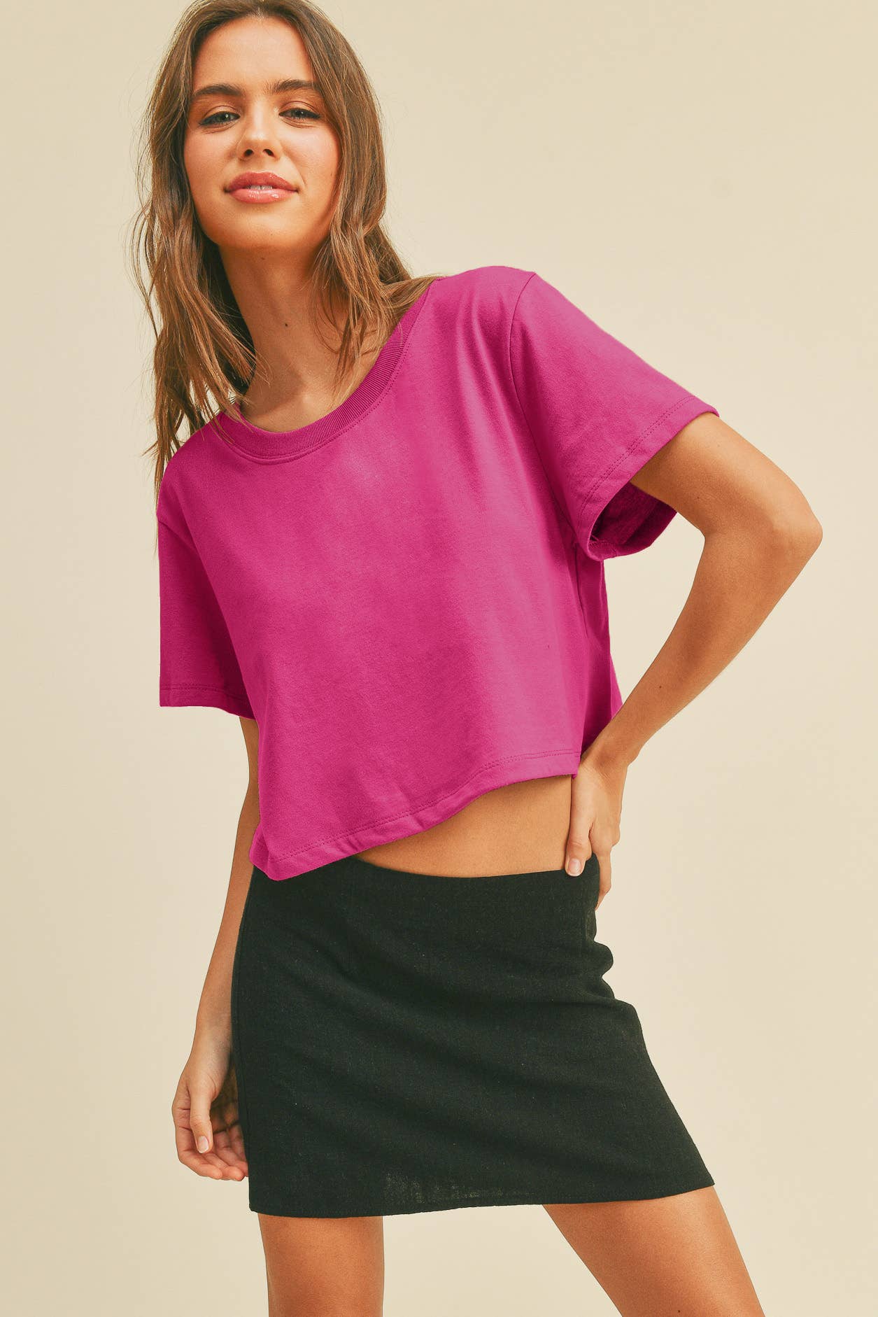 Honestee - TSTW1003WS Premium Garment Washed Blank Boxy Crop Tee