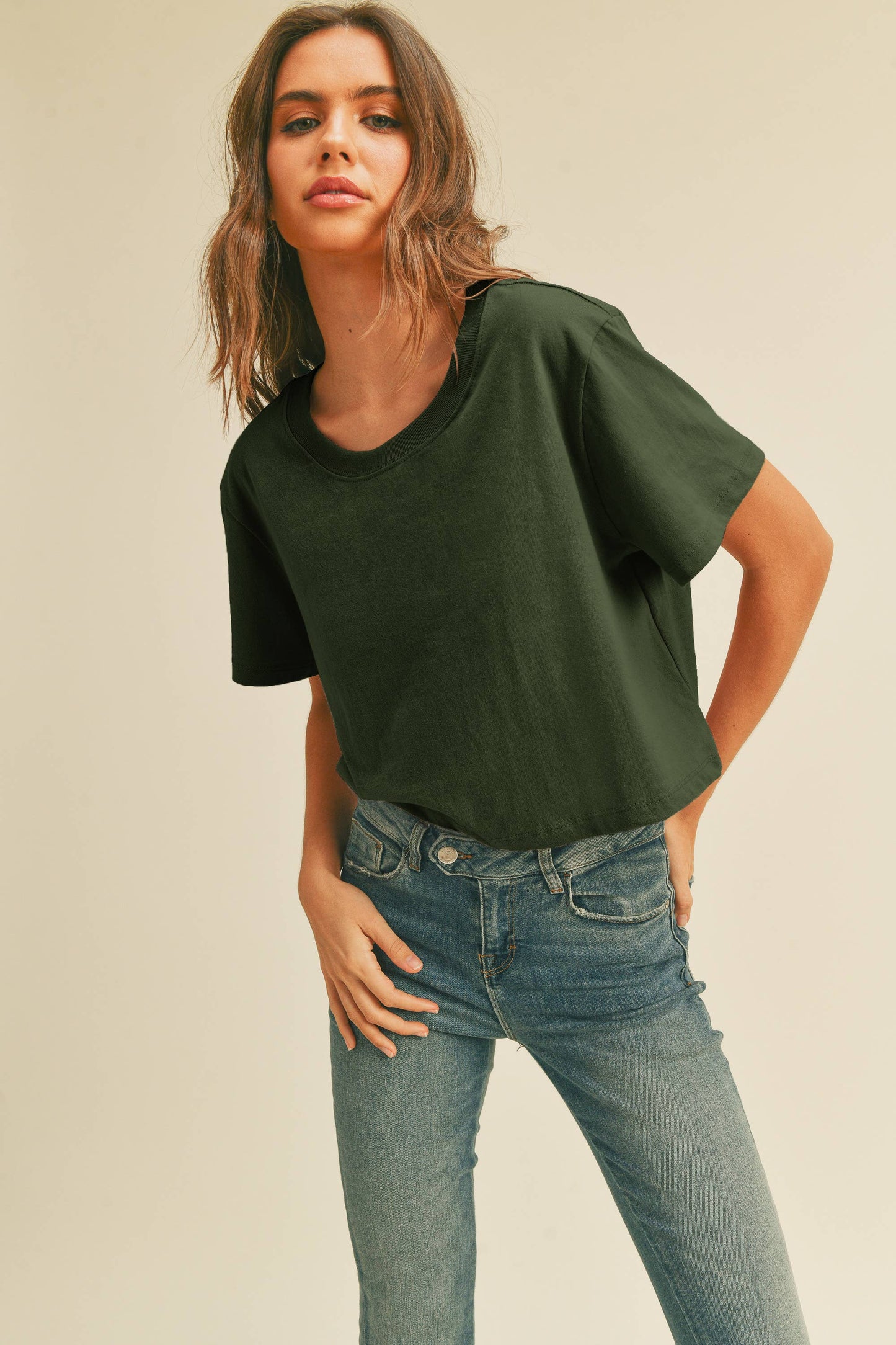 Honestee - TSTW1003WS Premium Garment Washed Blank Boxy Crop Tee