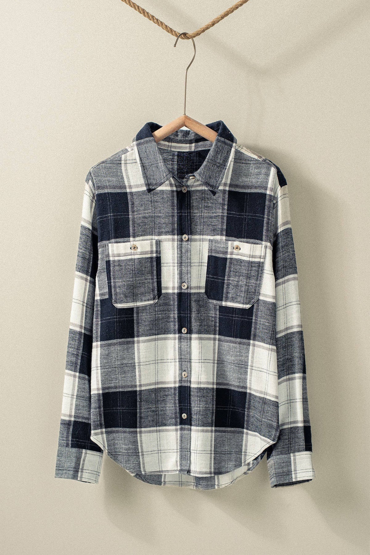 Urban Daizy - Western Plaid Button-Up Relaxed Fit Shirt