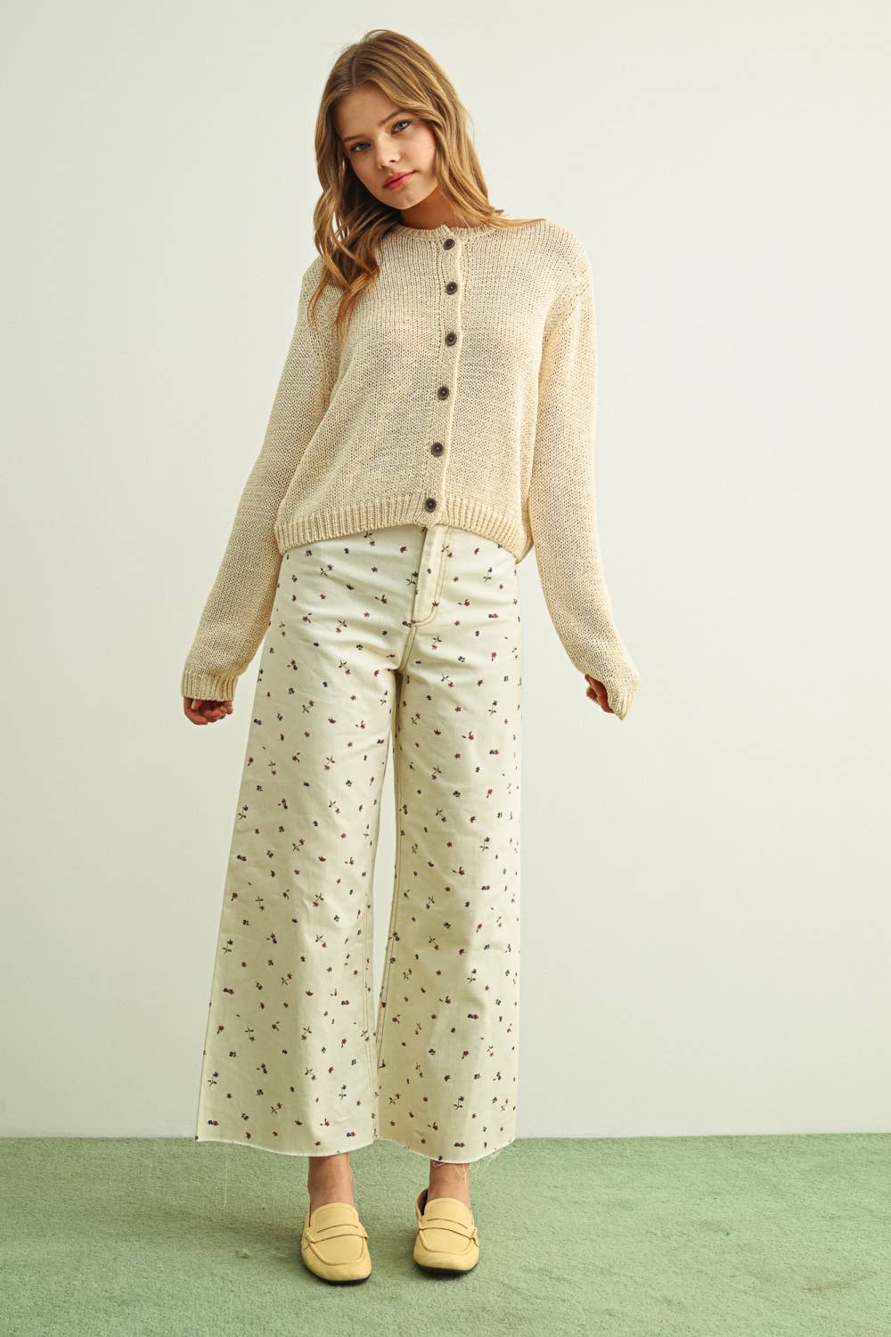 MIOU MUSE - J6888   BUTTON FRONT KNITTED CARDIGAN