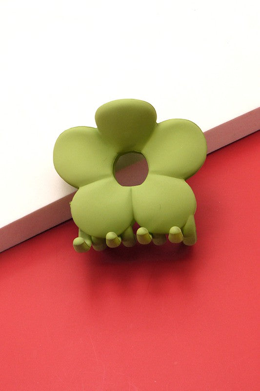 jumbo flower hair claw clip accessory trend us online boutique shop bay leaf green